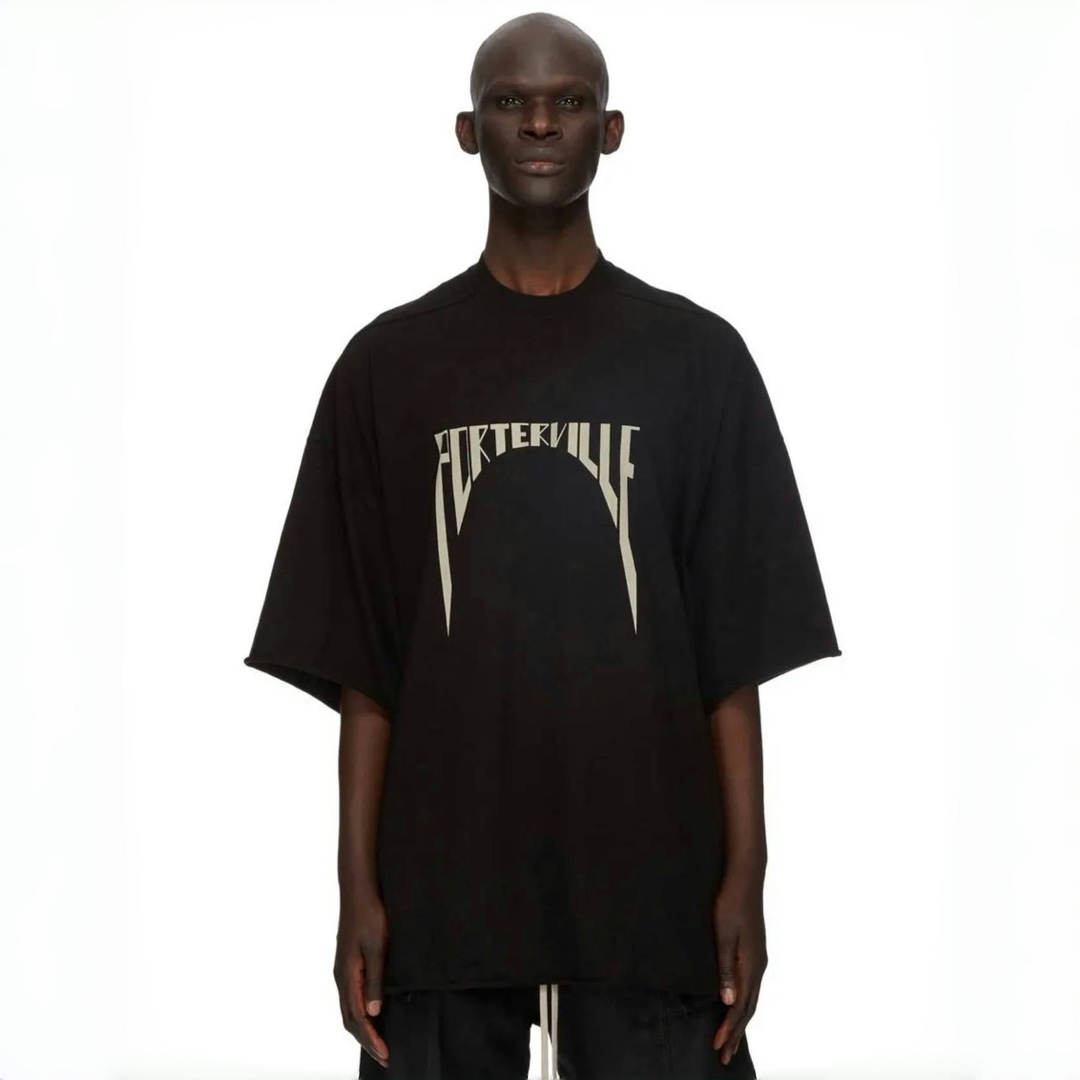 NIGO Rick Owens Men's Summer Embroidered Logo Round Neck Cotton Loose Black Short Sleeve T-Shirt Ngvp #nigo9377