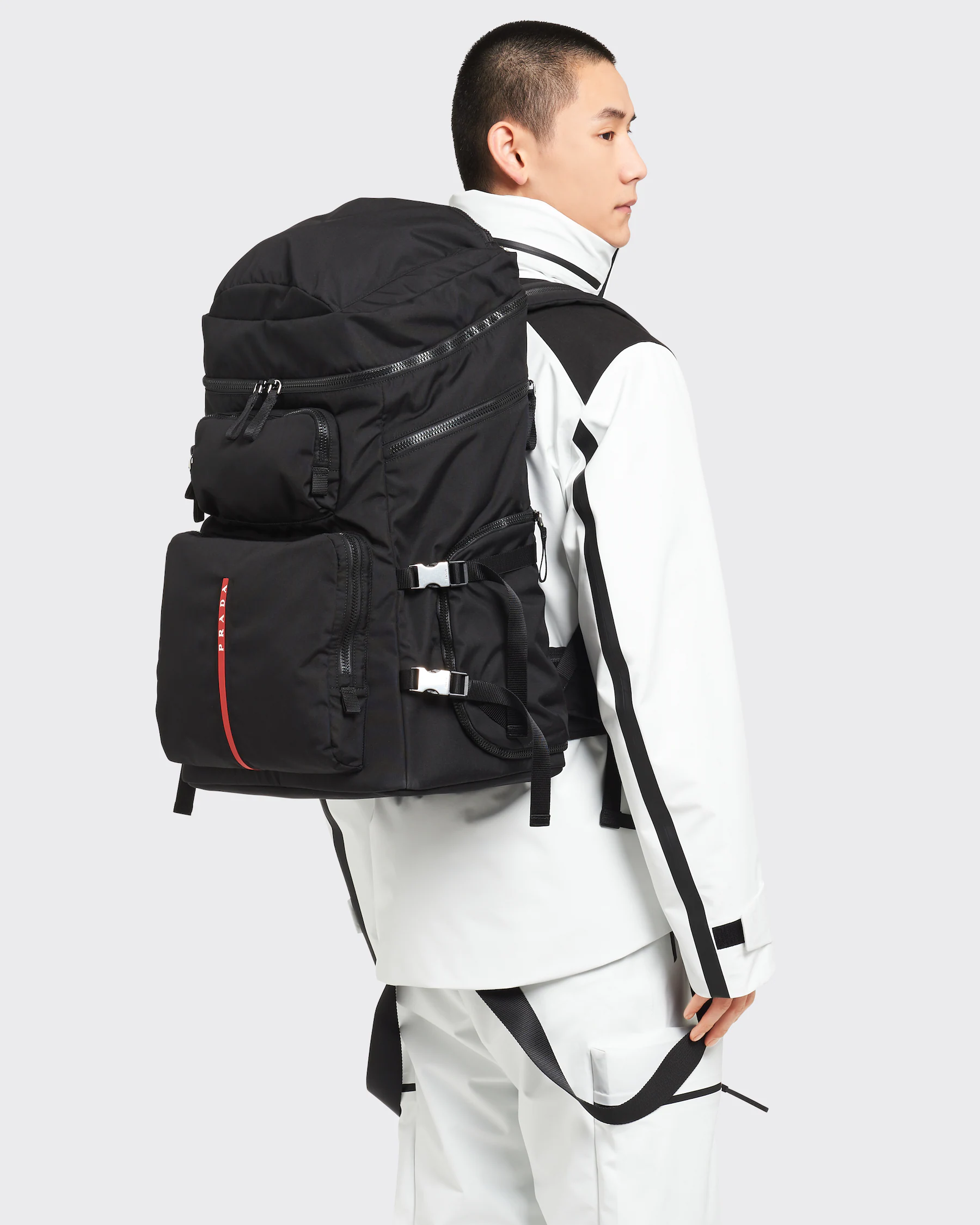 NIGO Prada Men's Black Nylon Fabric Multifunctional Hiking Backpack Shoulder Bag Bags #nigo73347