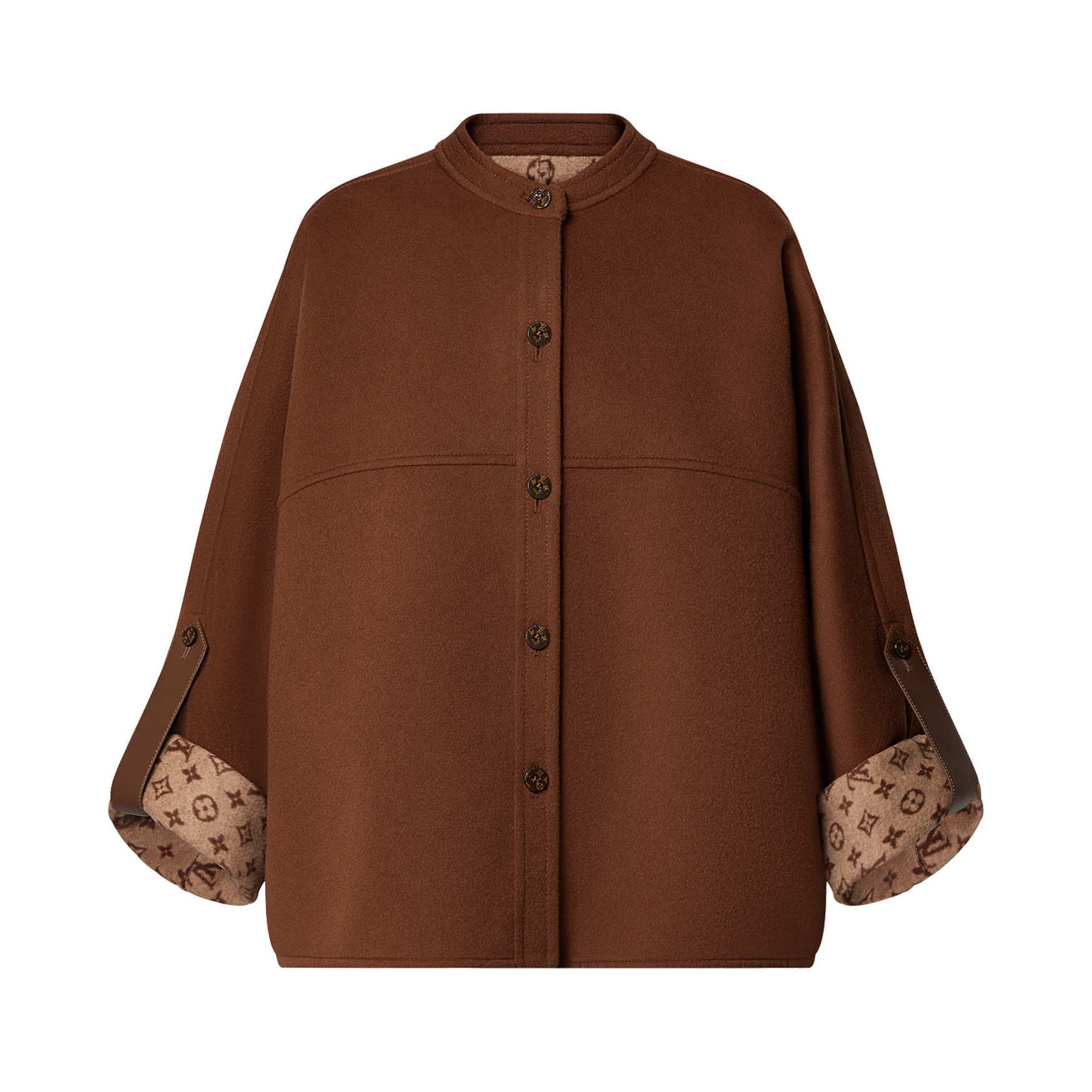NIGO Louis Vuitton Women's Fall And Winter Brown Single Breasted Round Neck Casual Wool Long Sleeved Jacket #nigo73339