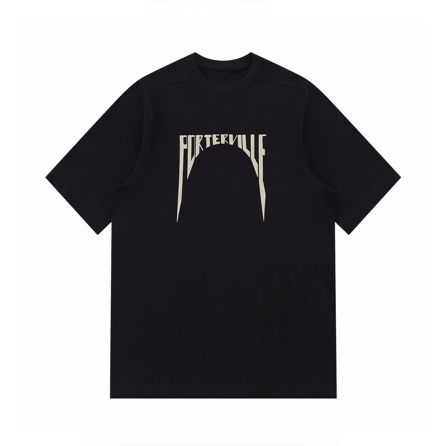 NIGO Rick Owens Men's Summer Embroidered Logo Round Neck Cotton Loose Black Short Sleeve T-Shirt Ngvp #nigo9377