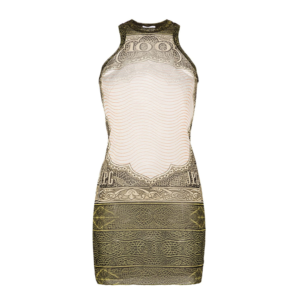 NIGO Jean Paul Gaultier Women's Summer Vintage Printed Smock Embroidered Mesh Pattern Round Neck Casual Sleeveless Dresses Ngvp #nigo9374