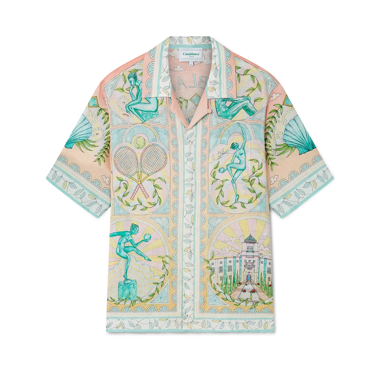 NIGO Casablanca Men's Women's Spring And Autumn Vase Print Lapel Single-Breasted Short-Sleeved Linen Shirt Casual Elastic Waist Loose Shorts Ngvp #nigo9386