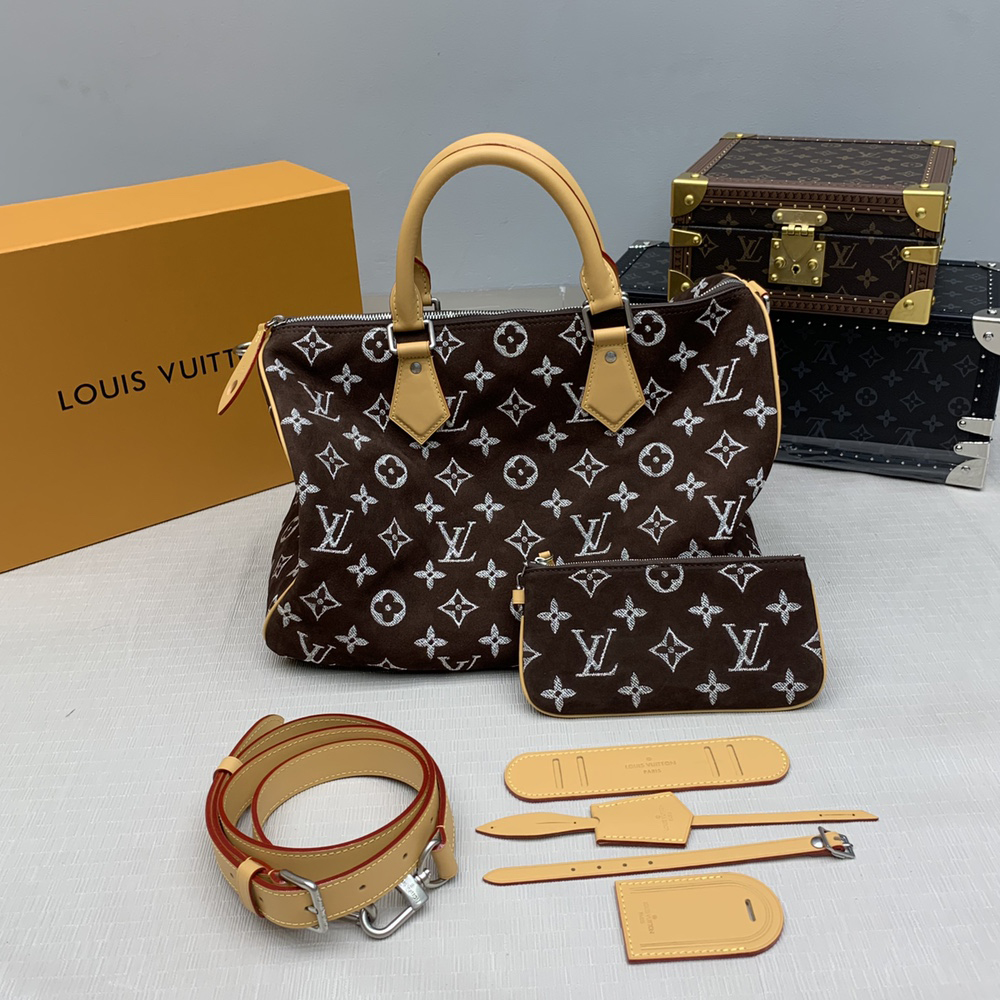 NIGO Louis Vuitton Speedy 40 Bandoulière Men's and Women's Checkerboard Printed Leather Single Shoulder Crossbody Tote Bag Travel Bags #nigo73359