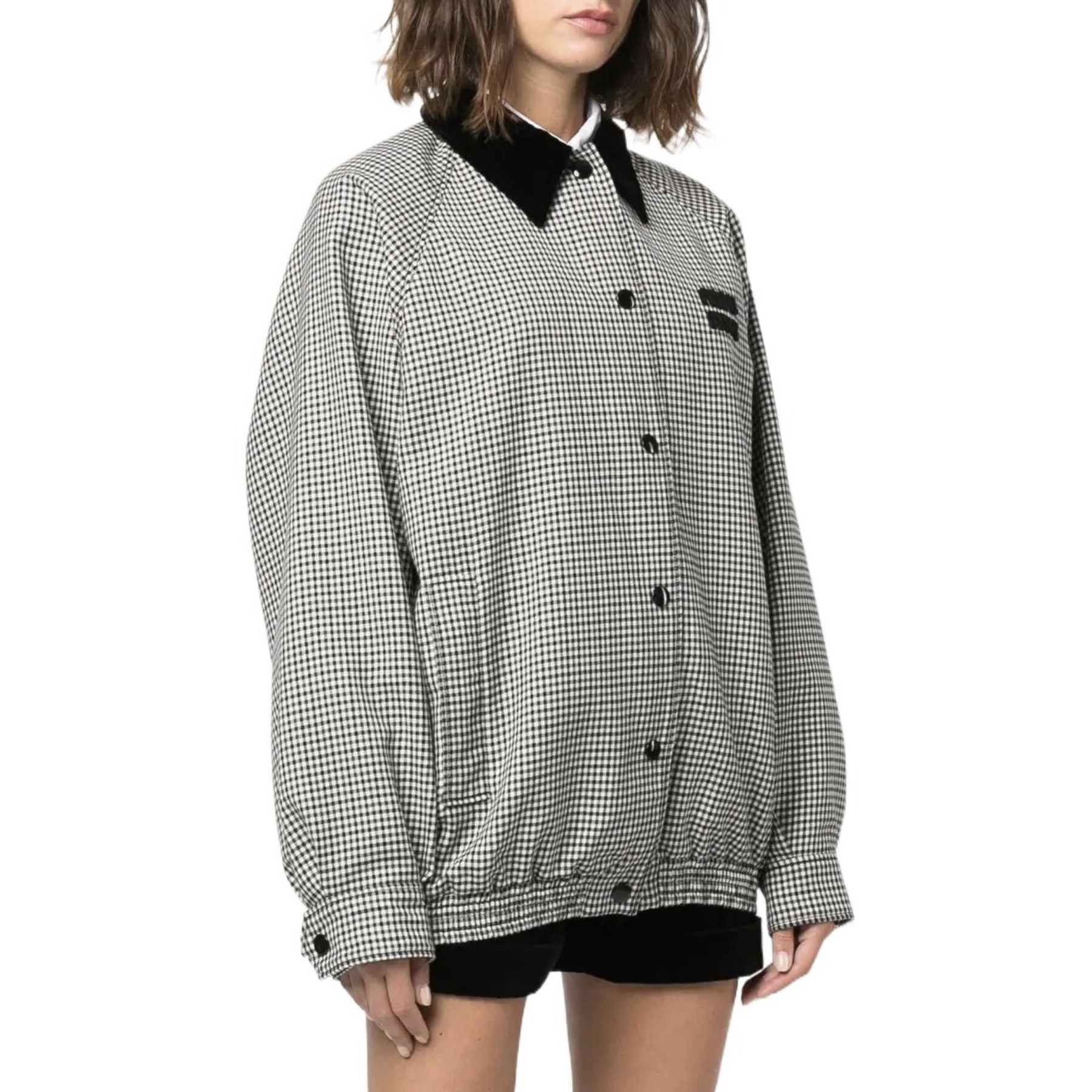 NIGO MiuMiu Women's Spring And Autumn Color Blocking Plaid Single Breasted Casual Long Sleeved Jacket #nigo73362