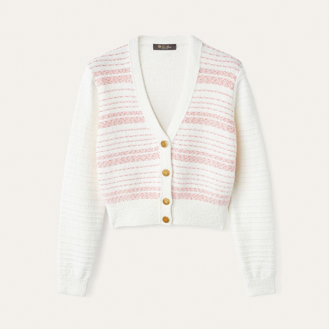 NIGO Loro Piana Women's Spring & Autumn Colorblocking Striped Knit Sweater Wool V-Neck Long Sleeve Fancy Cardigan Ngvp #nigo9388