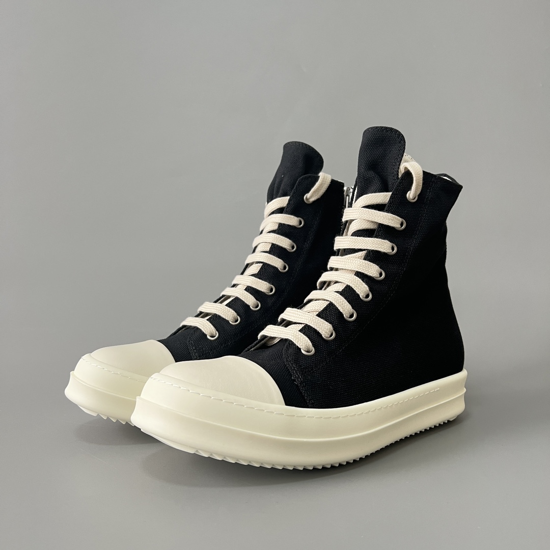 NIGO Rick Owens Classic Solid Colour Canvas High Top Lace Up White Head Men Women Casual Fashion Hundred Zip Couple Shoes #nigo73377