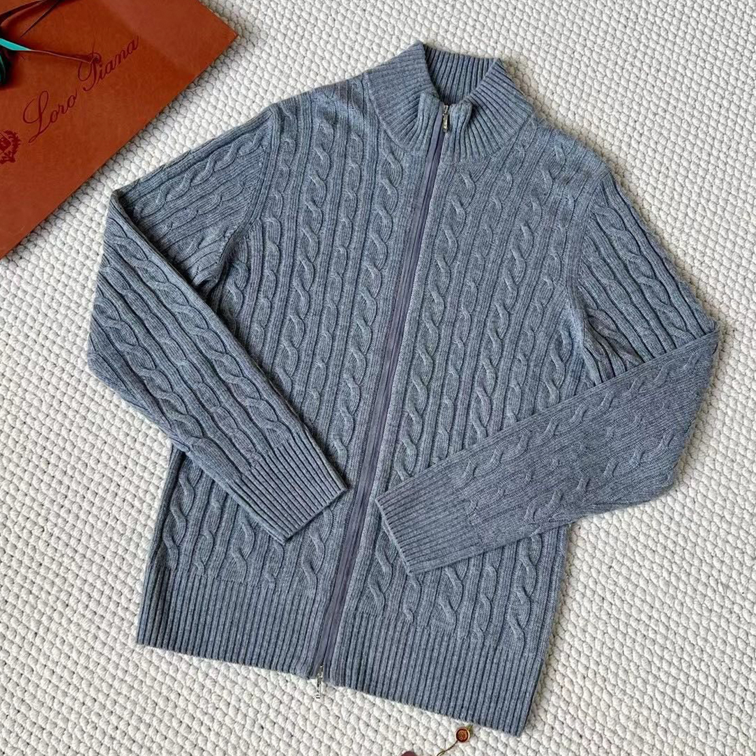 NIGO Loro Piana Men's Autumn And Winter Solid Color Zipper Half High Neck Knit Sweater Long Sleeve Jacket Ngvp #nigo9392
