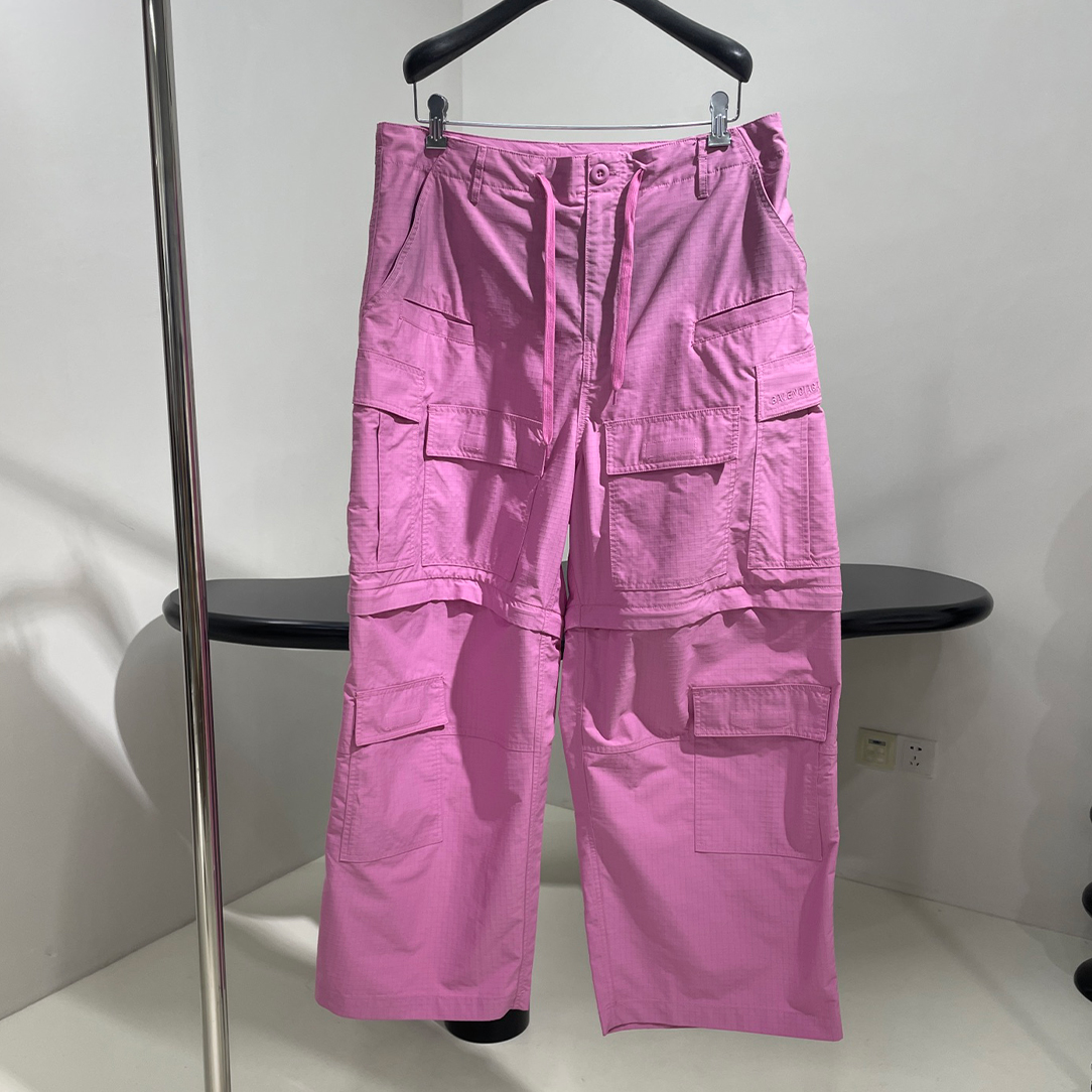 NIGO Balenciaga Men's Women's Four Seasons Pink Patchwork Work Pants Drawstring Cotton Multi-Pocket Pants Ngvp #nigo9398