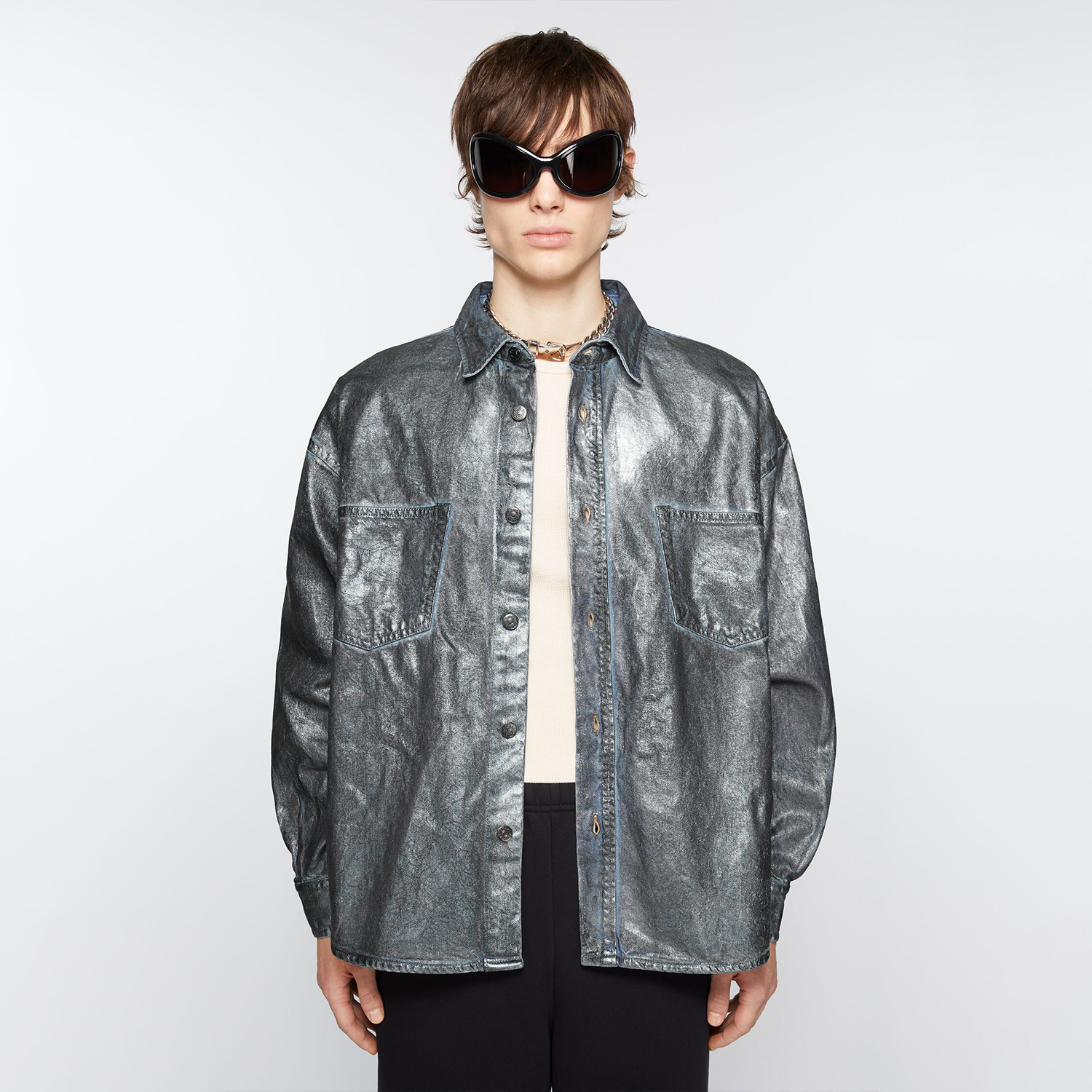 NIGO Acne Studios Men's Women's Spring And Autumn Loose Denim Long Sleeve Lapel Cotton Shirt Casual Straight Denim Pants Ngvp #nigo9387