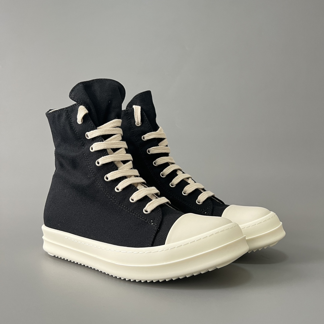 NIGO Rick Owens Classic Solid Colour Canvas High Top Lace Up White Head Men Women Casual Fashion Hundred Zip Couple Shoes #nigo73377