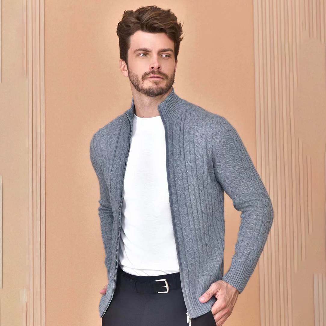 NIGO Loro Piana Men's Autumn And Winter Solid Color Zipper Half High Neck Knit Sweater Long Sleeve Jacket Ngvp #nigo9392