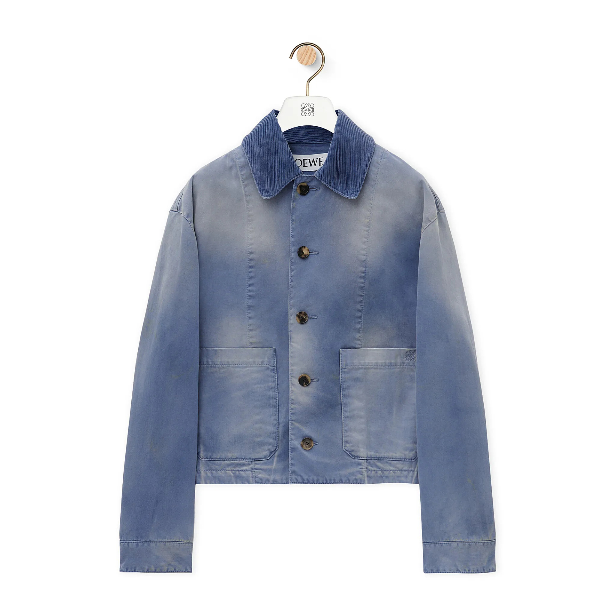 NIGO Loewe ﻿Men's Spring And Fall Blue Washed Logo Label Loose Single Breasted Long Sleeved Jacket #nigo73385