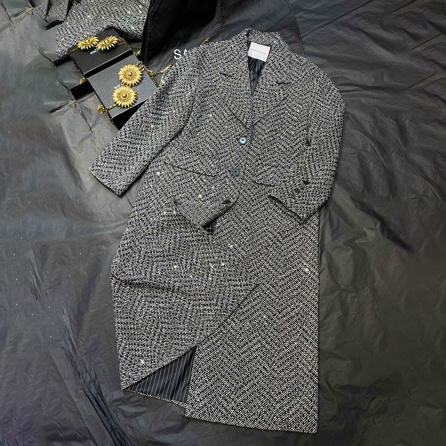 NIGO Ermanno Scervino Women's Autumn And Winter Single-Breasted Solid Color Lapel Long-Sleeved Casual Wool Coat Ngvp #nigo9412