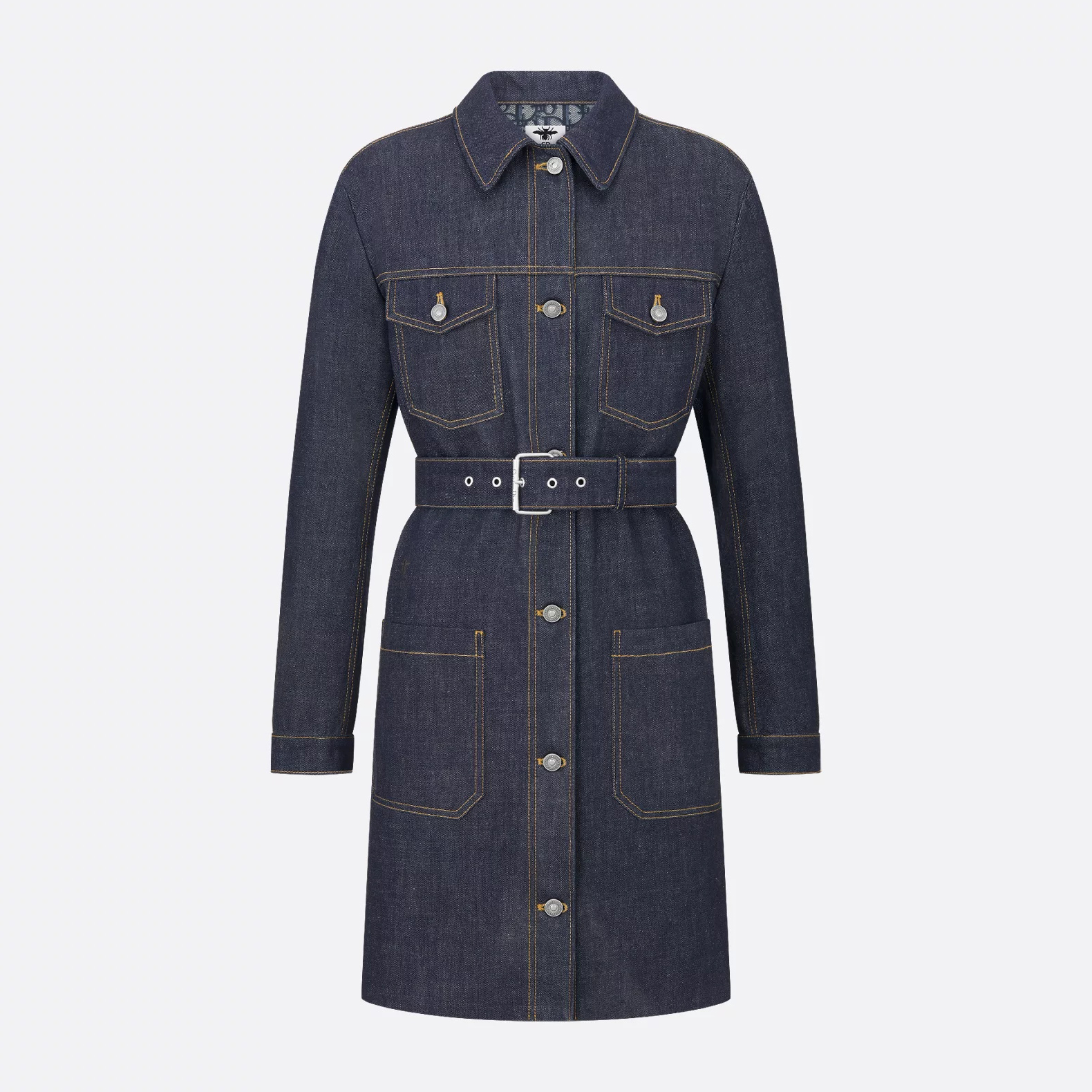 NIGO Dior Women's Spring And Autumn Solid Color Lapel Denim Medium Length Single Breasted Long Sleeved Jacket Coat #nigo73396