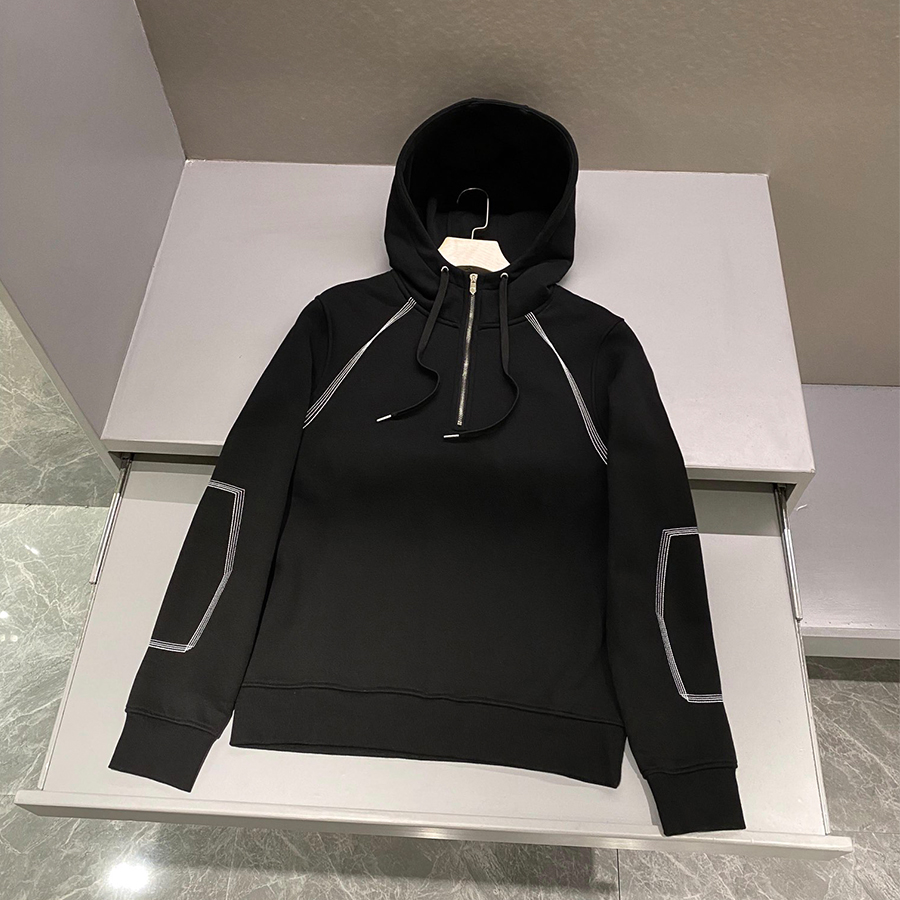 NIGO Hermes Men's Spring And Autumn Solid Color Half Zip Cotton Casual Long Sleeve Hooded Sweatshirt Ngvp #nigo9415