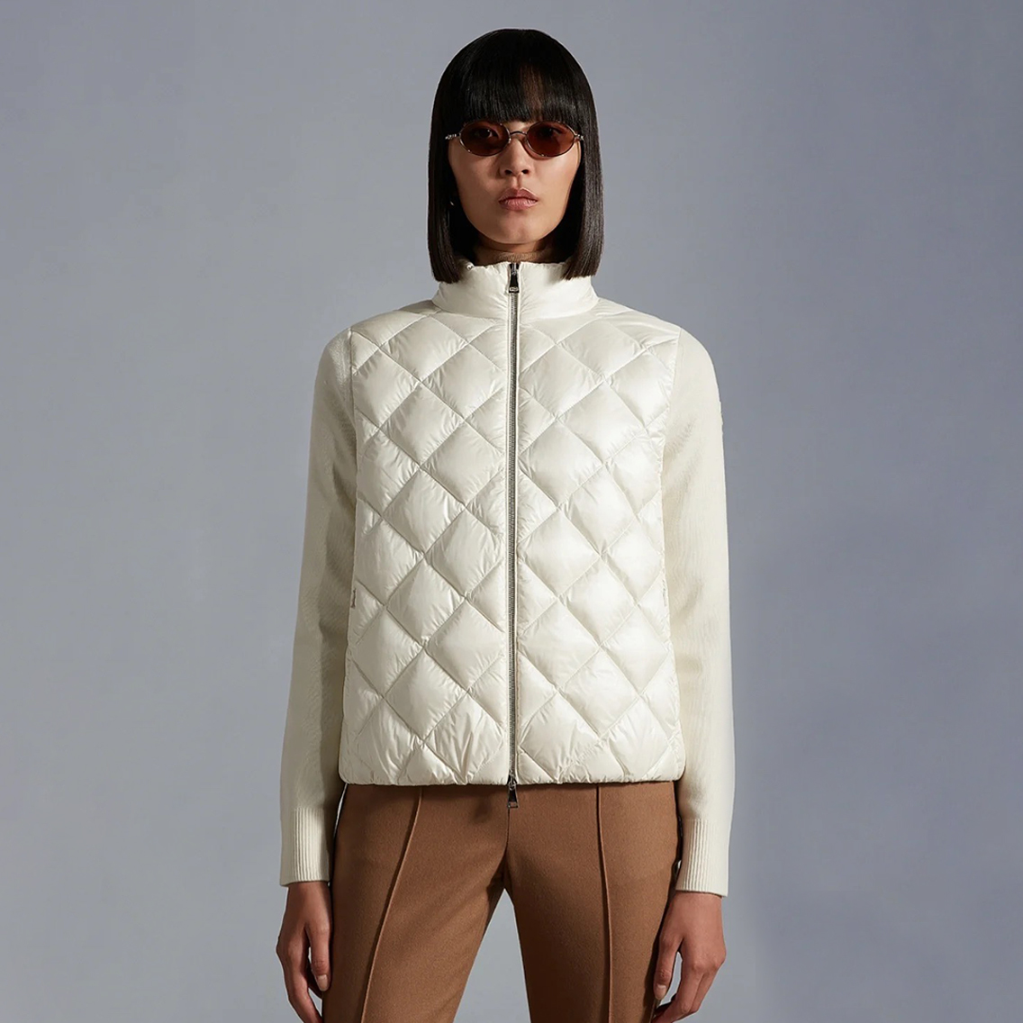 NIGO Moncler Women's Solid Color Autumn And Winter Standing Collar Zipper Splicing Long Sleeve Casual Puffer Down Jacket #nigo71643