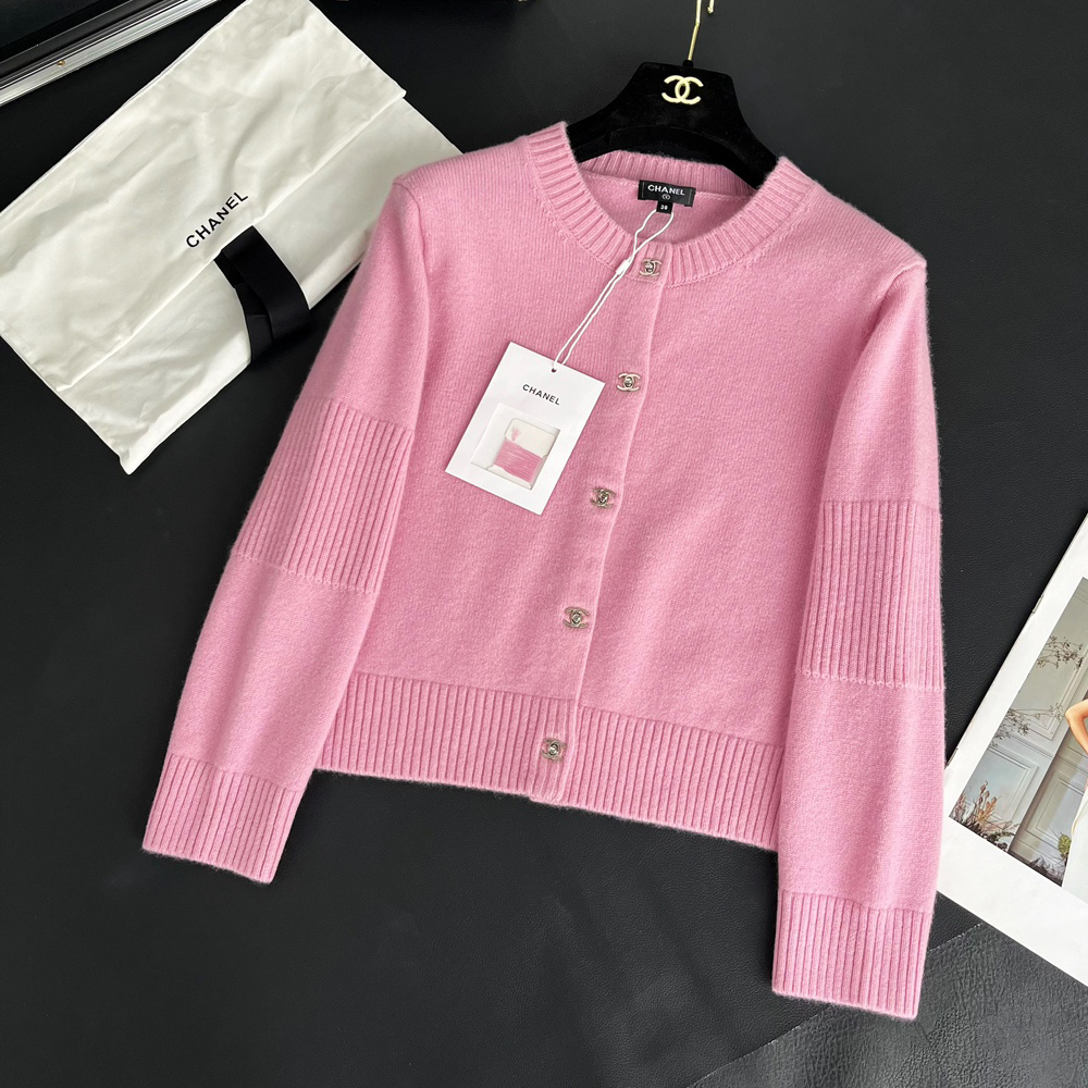 NIGO Chanel Women's Spring And Autumn Solid Color Round Neck Single Breasted Long Sleeved Knit Sweater Jacket #nigo73426