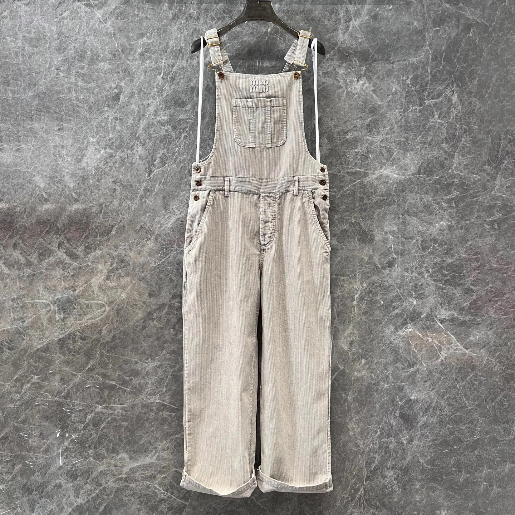 NIGO MiuMiu Women's Summer Solid Color Logo Letter Embroidery Cotton Pocket Back Sleeveless Jumpsuit Pants #nigo73413