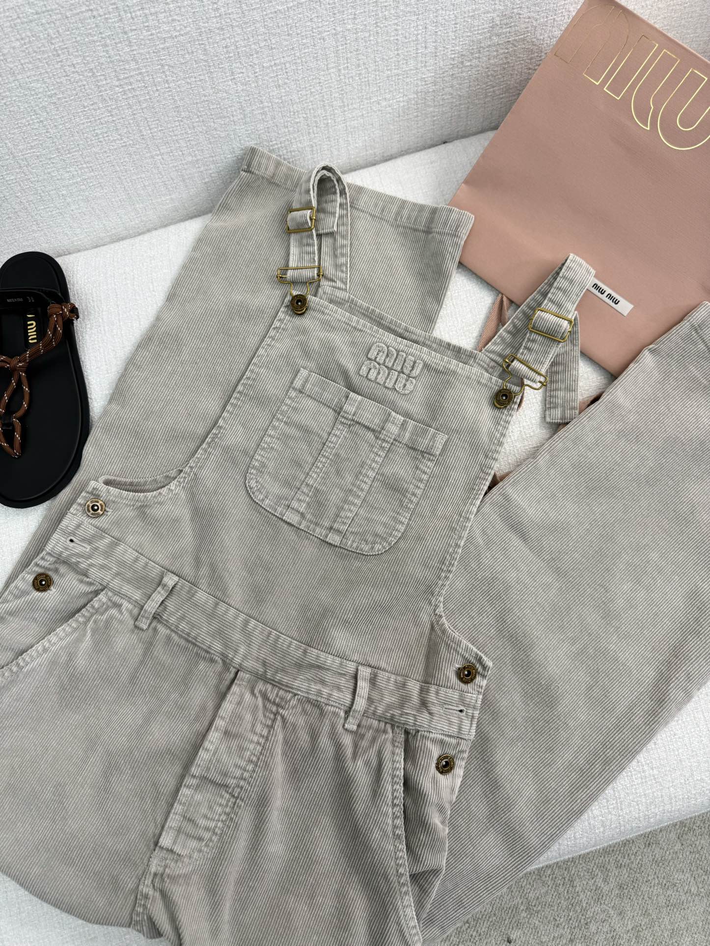 NIGO MiuMiu Women's Summer Solid Color Logo Letter Embroidery Cotton Pocket Back Sleeveless Jumpsuit Pants #nigo73413