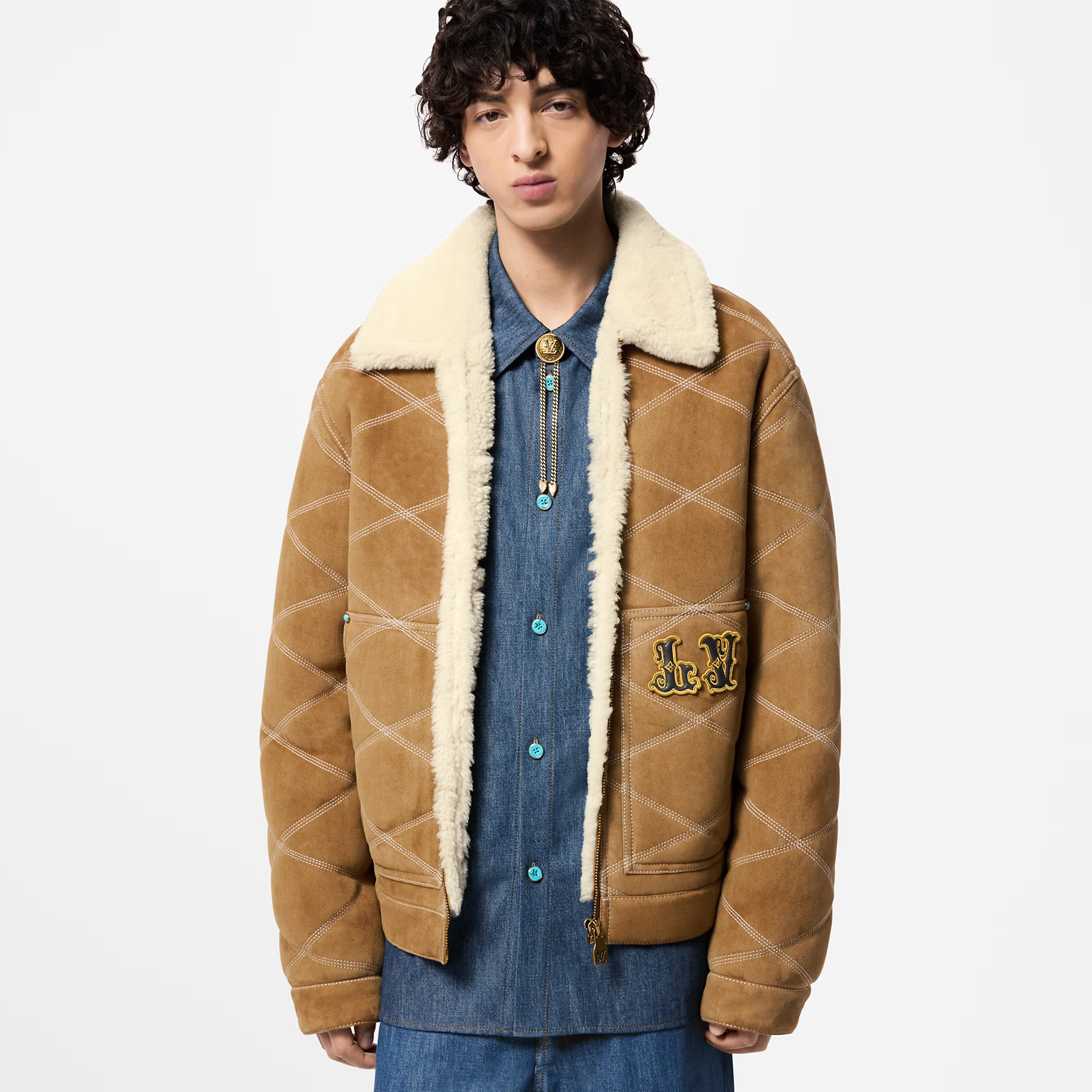 NIGO Louis Vuitton Men's Winter Logo Embroidery Wool Lapel Zipper Long Sleeve Jacket #nigo73429