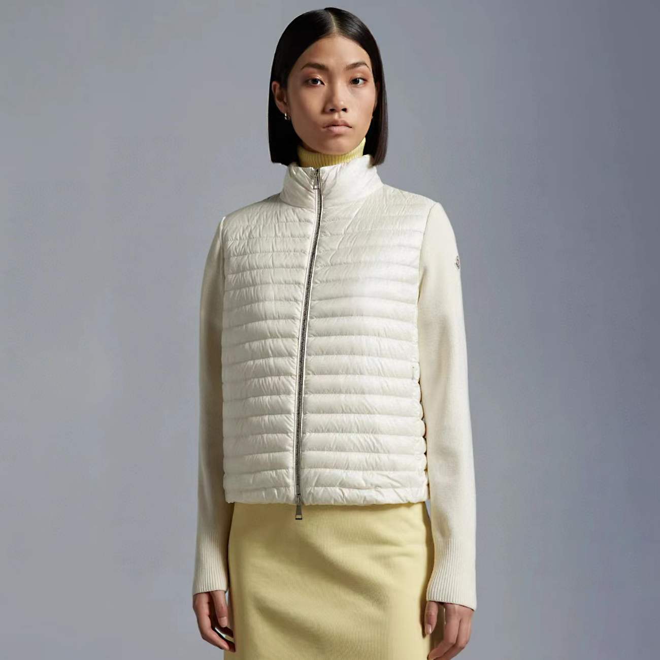 NIGO Moncler Women's Autumn and Winter Solid Color Quilted Standing Collar Patchwork Puffer Down Long Sleeve Jacket #nigo73411