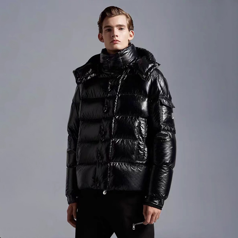 NIGO Moncler Men's Winter Warm Black Embroidered Logo Short Long Sleeve Hooded Puffer Down Jacket #nigo71645