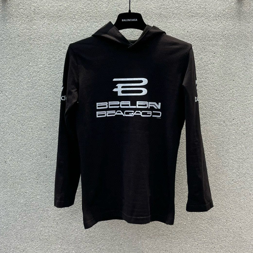 NIGO Balenciaga Women's Spring Summer Black Letter Print Slim Hooded Long Sleeve Sweatshirt #nigo73448