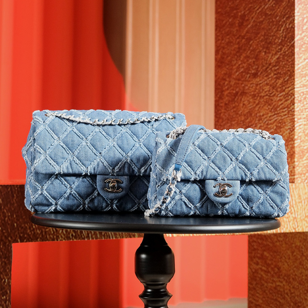 NIGO Chanel Women's Classic Chain Blue Gradient Denim Flap Shoulder Crossbody Bag Bags #nigo73447