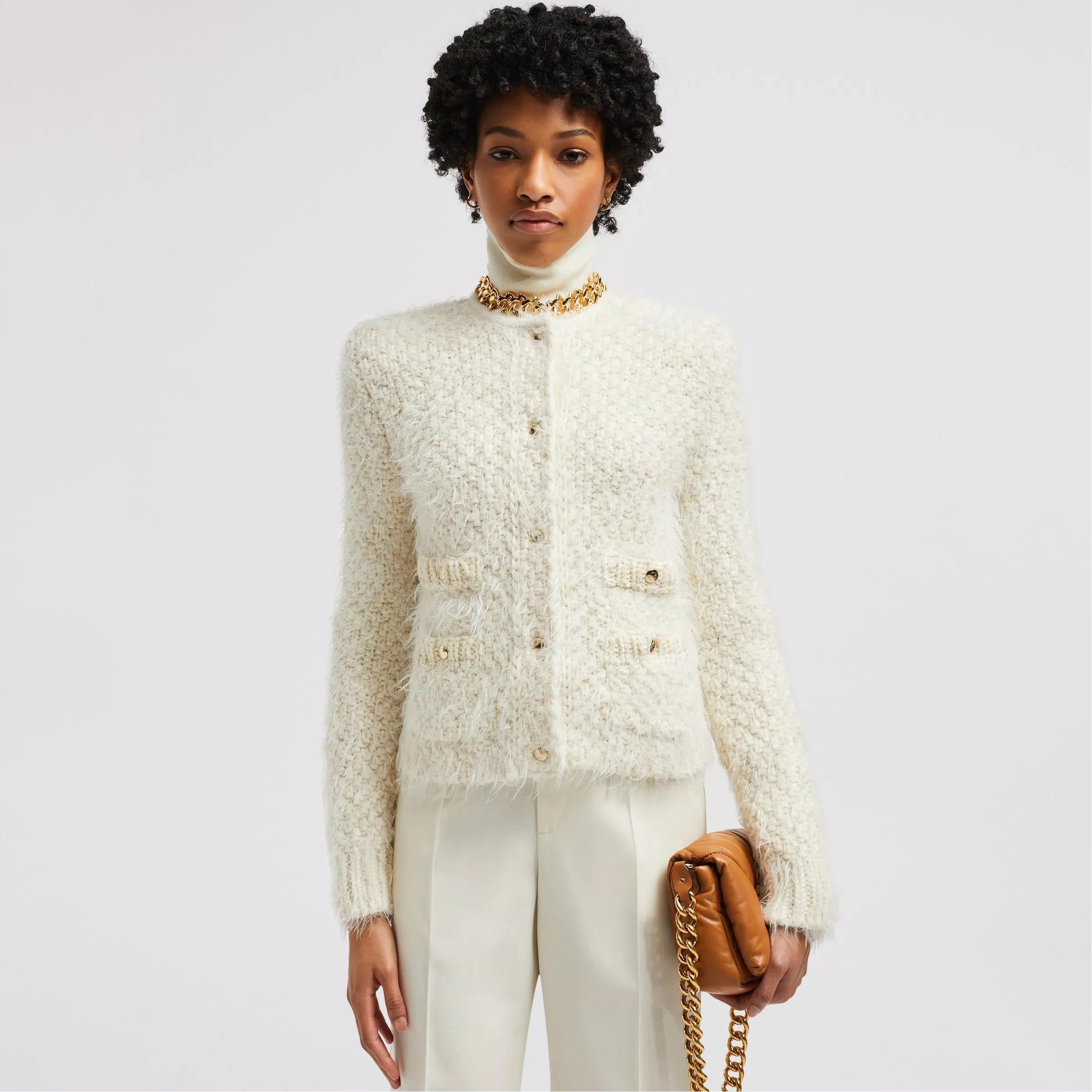 NIGO Moncler Women's Autumn and Winter Solid Color Single Breasted Wool Tweed Patchwork Puffer Down Long Sleeve Jacket #nigo73445