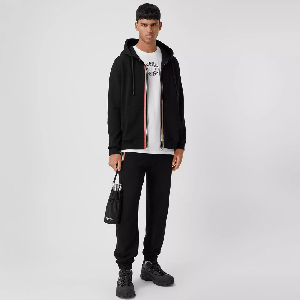 NIGO Burberry Men's Spring and Autumn Solid Color Zipper Hooded Drawstring Long Sleeve Sweatshirt Loose Tie Pants Set Suit #nigo73443