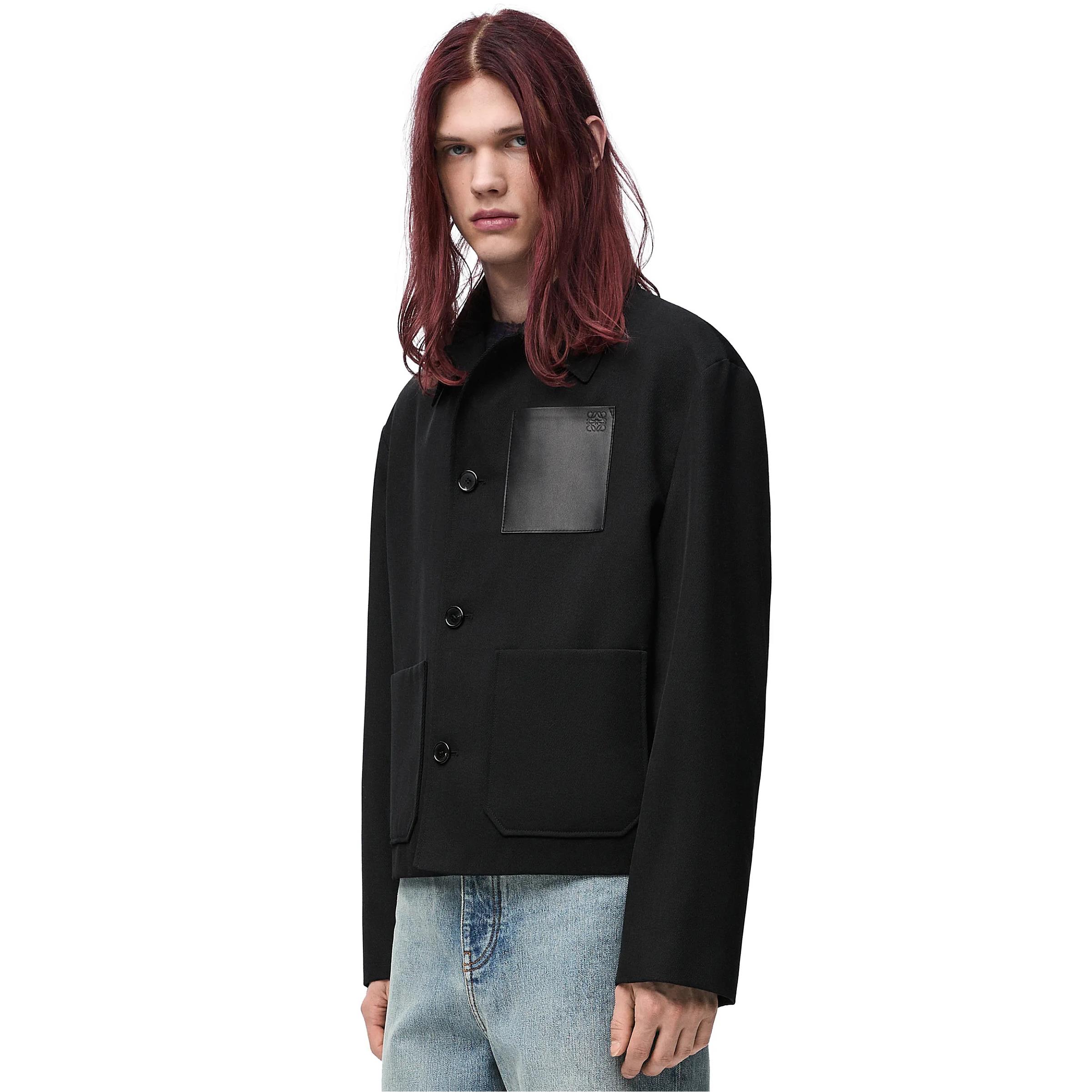 Men's Fall/Winter Logo Embossed Patch Pocket Wool Single Breasted Loose Long Sleeve Jacket #nigo73439