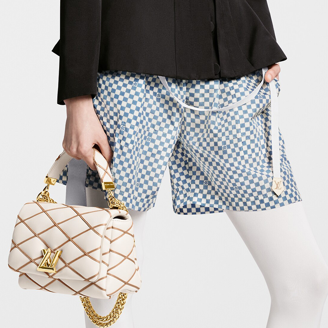 NIGO Louis Vuitton Women's Summer Blue Checkerboard Pattern Casual Shorts Pants #nigo73434