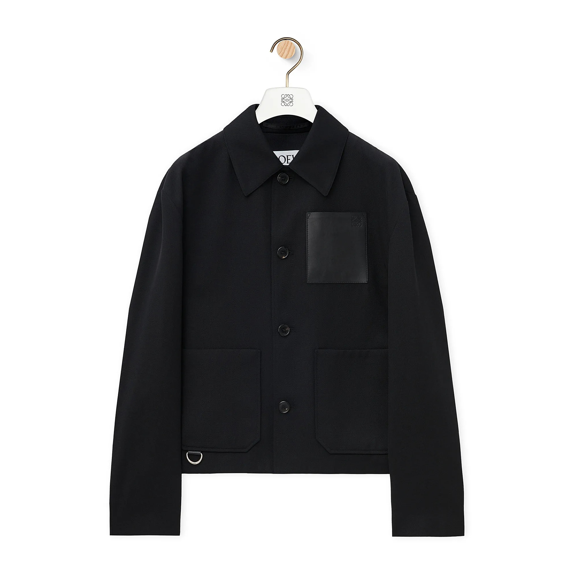 Men's Fall/Winter Logo Embossed Patch Pocket Wool Single Breasted Loose Long Sleeve Jacket #nigo73439