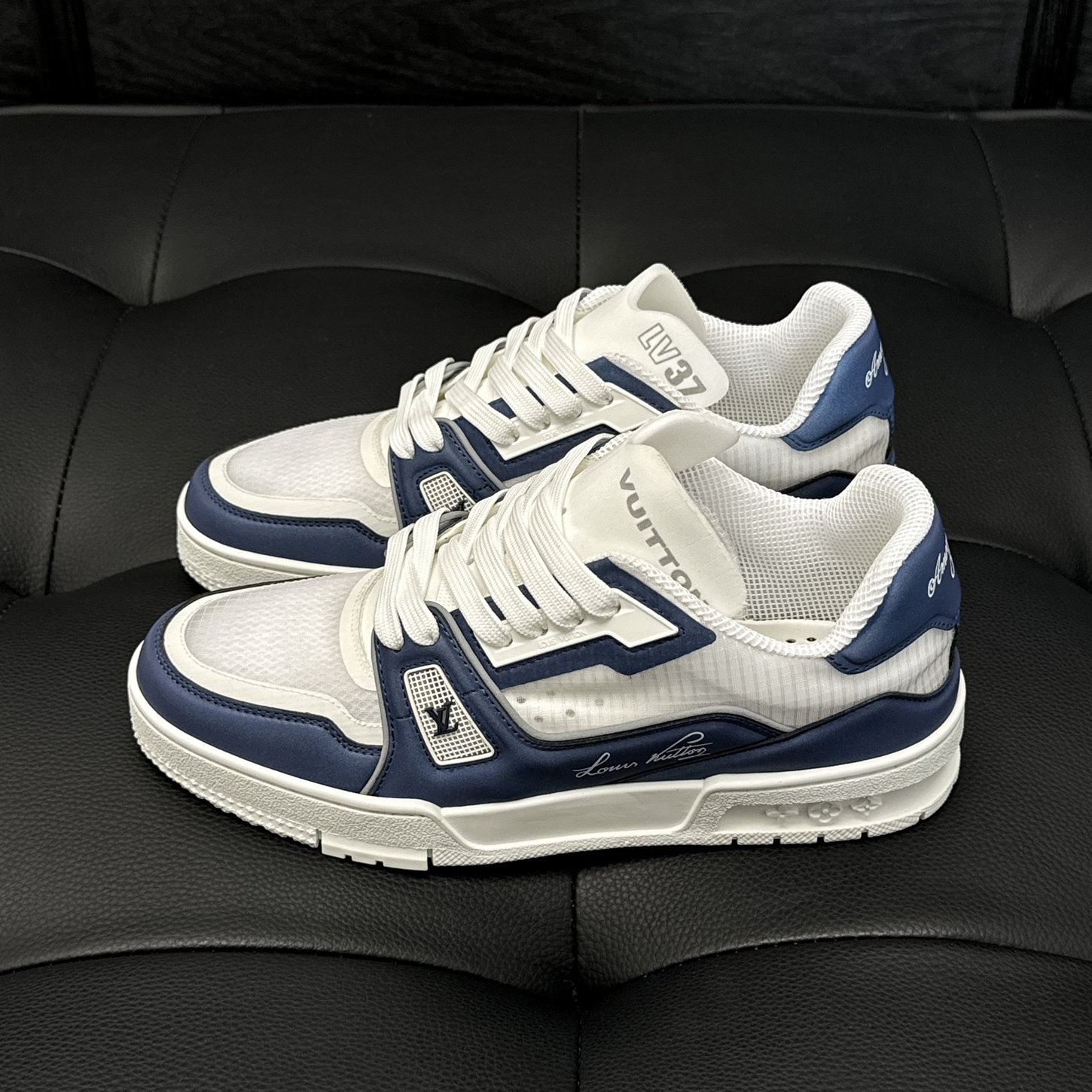 NIGO Louis Vuitton Men's LV Trainer Sneakers Calf Leather Upper Low Top Lace Up Fashion Board Shoes #nigo73383