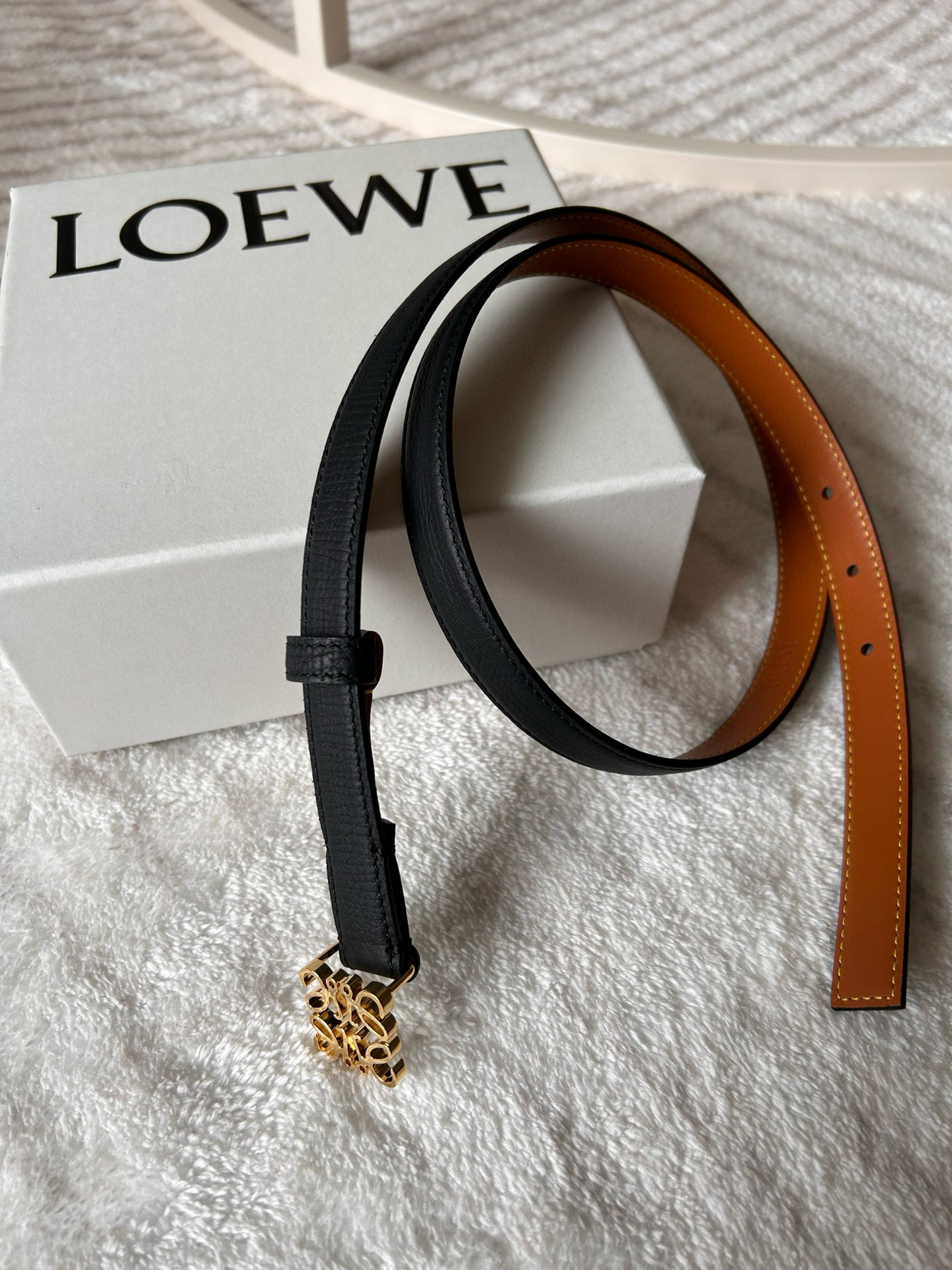 NIGO Loewe Women's Metal Hollow Logo Leather Belt 2.0cm #nigo73458