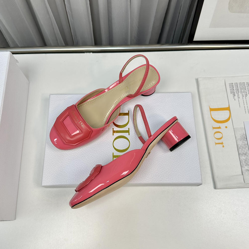 NIGO Dior Women's Summer Baotou Solid Color Leather Chunky Heeled High Heels Sandals Shoes #nigo73457