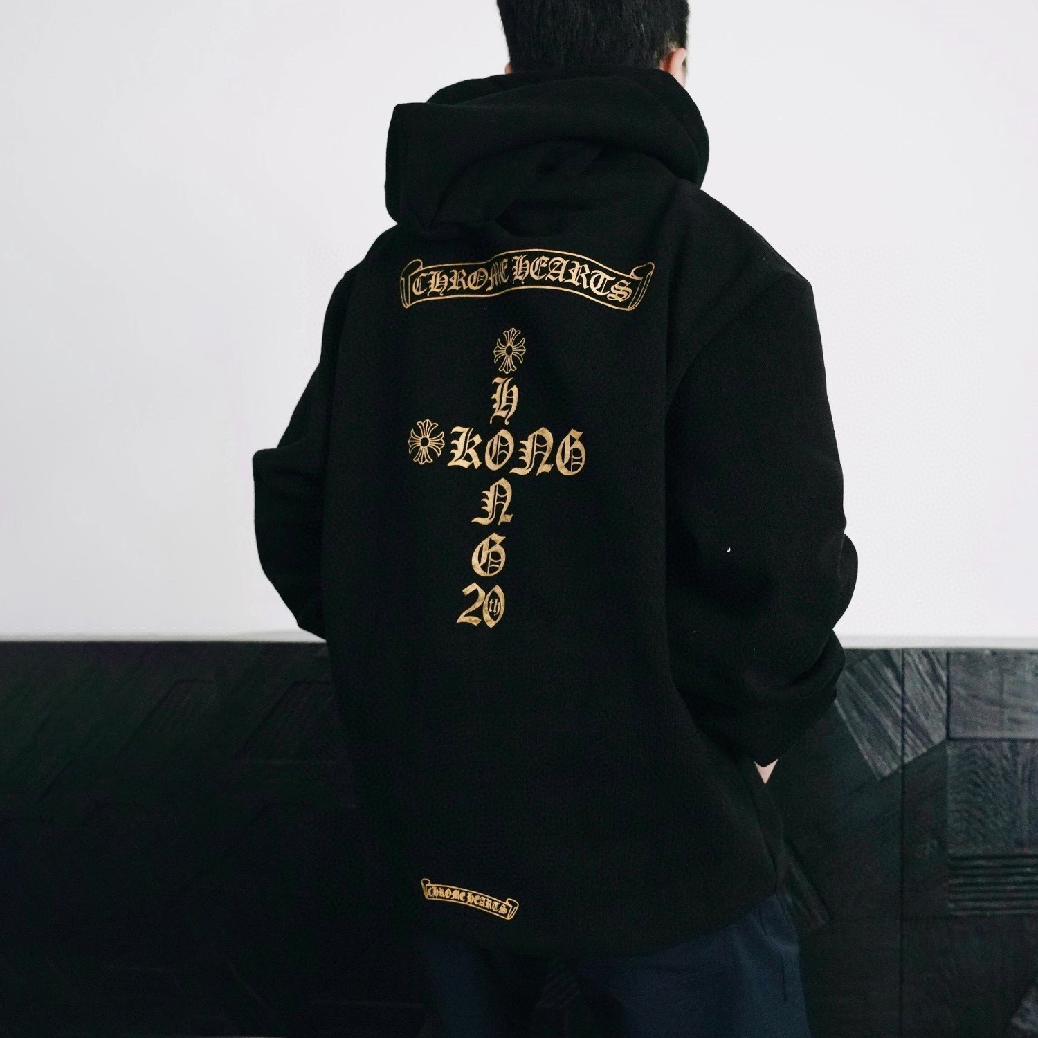 NIGO Chrome Hearts Men's Spring & Fall Black Logo Print Long Sleeve Hooded Sweatshirt Jacket #nigo73468