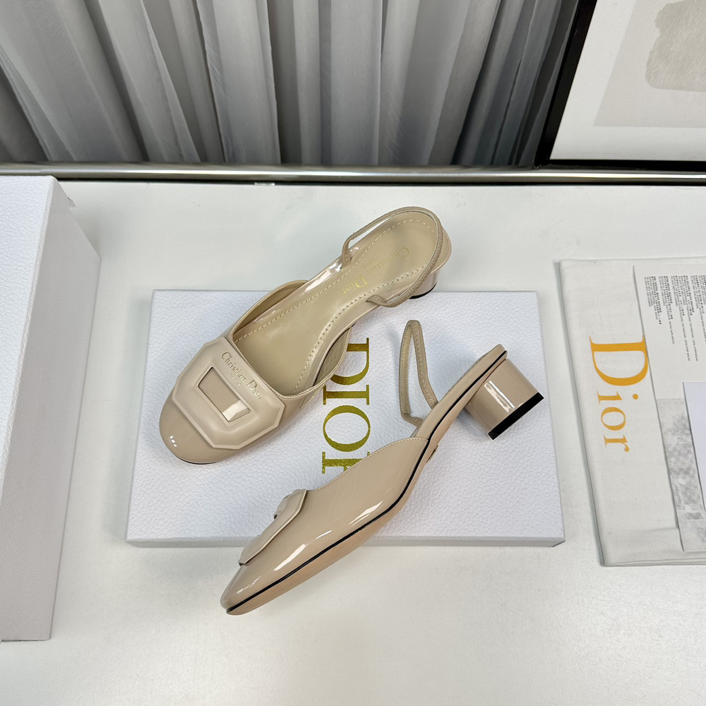 NIGO Dior Women's Summer Baotou Solid Color Leather Chunky Heeled High Heels Sandals Shoes #nigo73457