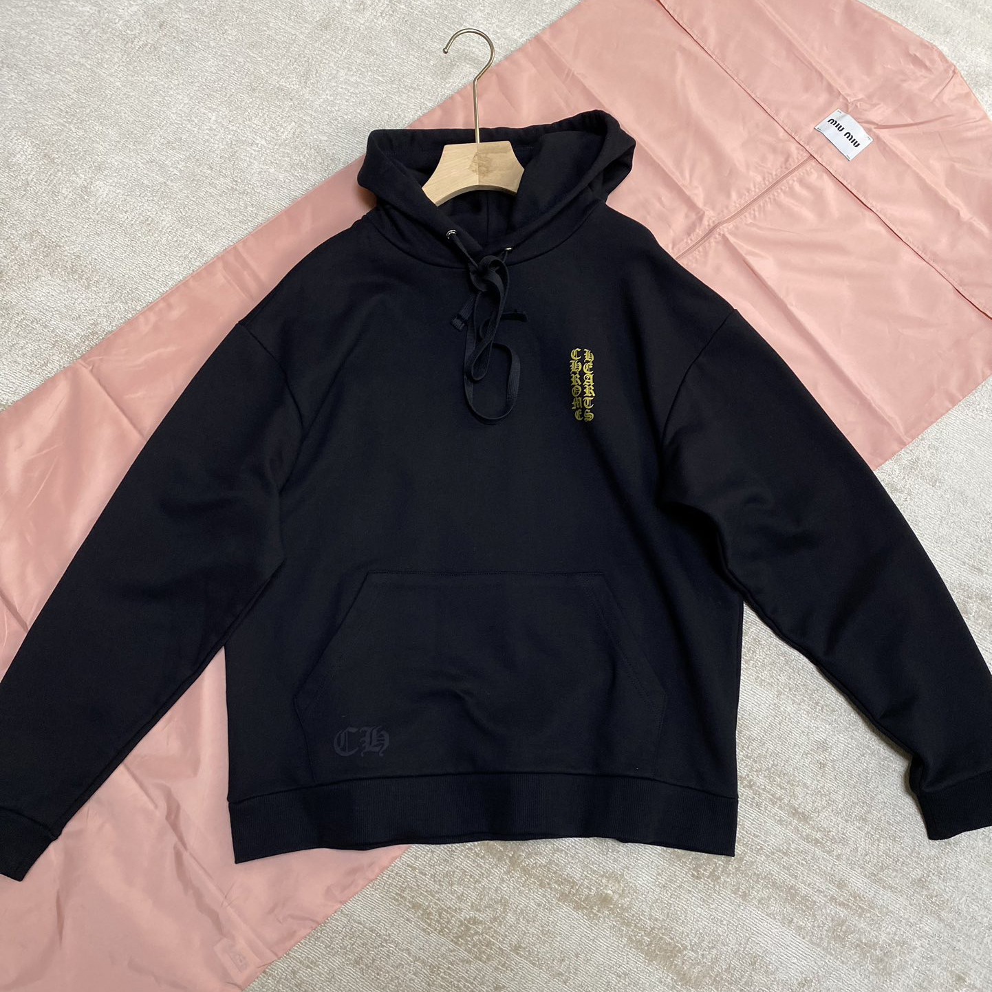 NIGO Chrome Hearts Men's Spring & Fall Black Logo Print Long Sleeve Hooded Sweatshirt Jacket #nigo73468