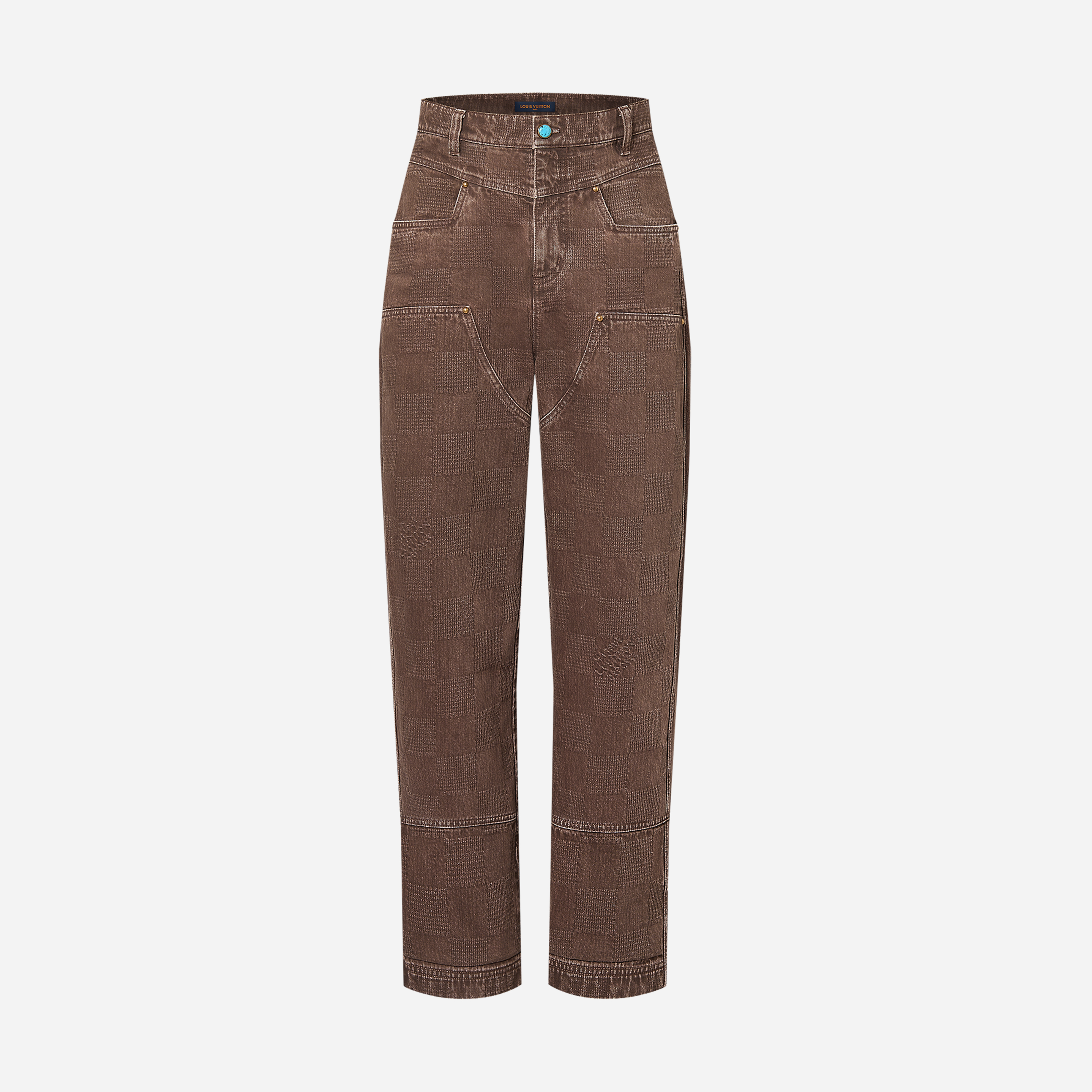 NIGO Louis Vuitton Men's All Season Washed Effect Solid Color DAMIER Workwear Denim Straight Leg Pants Ngvp #nigo9423