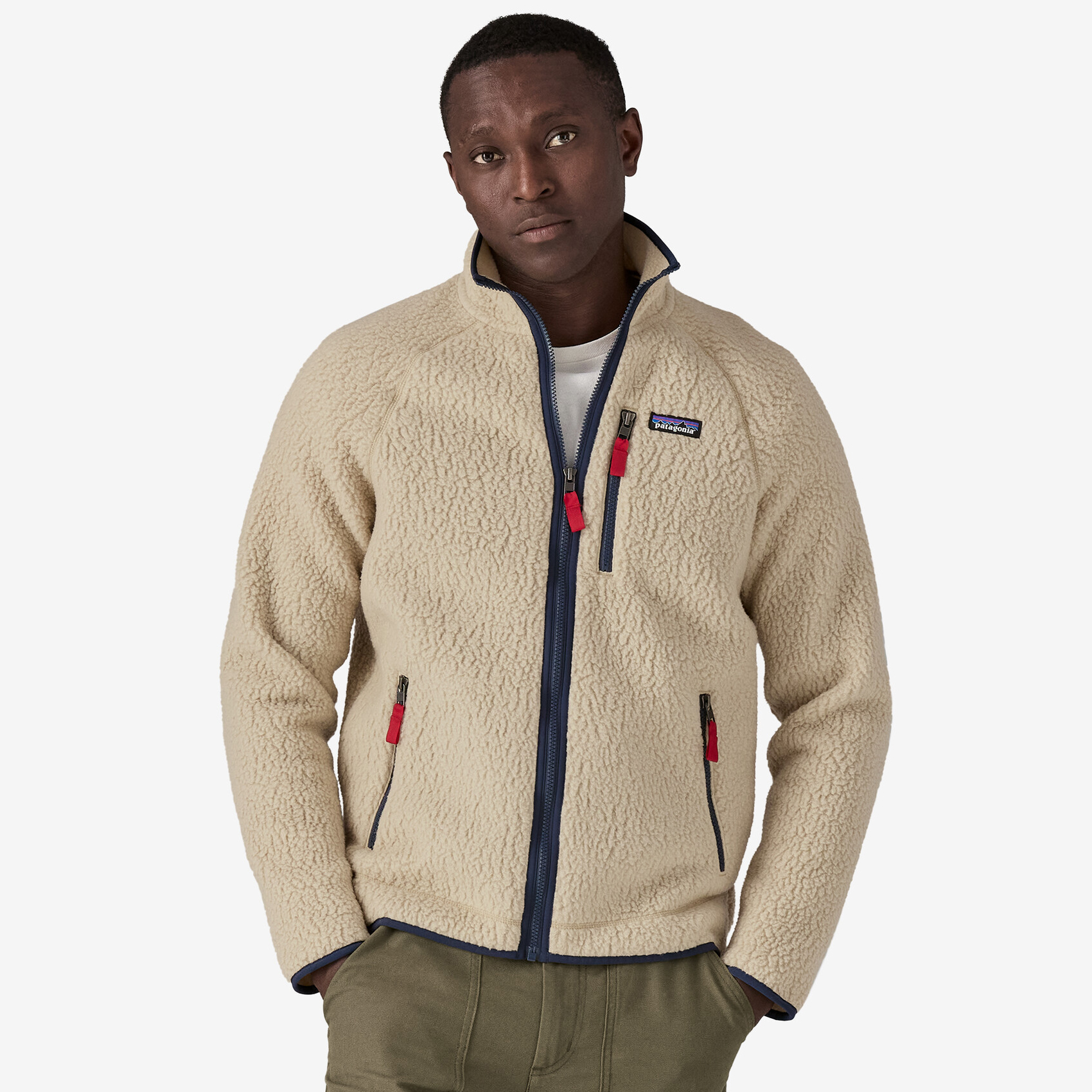 NIGO Patagonia Men's Autumn and Winter Solid Color Lambswool Warm Standing Collar Zipper Long Sleeve Jacket #nigo73472