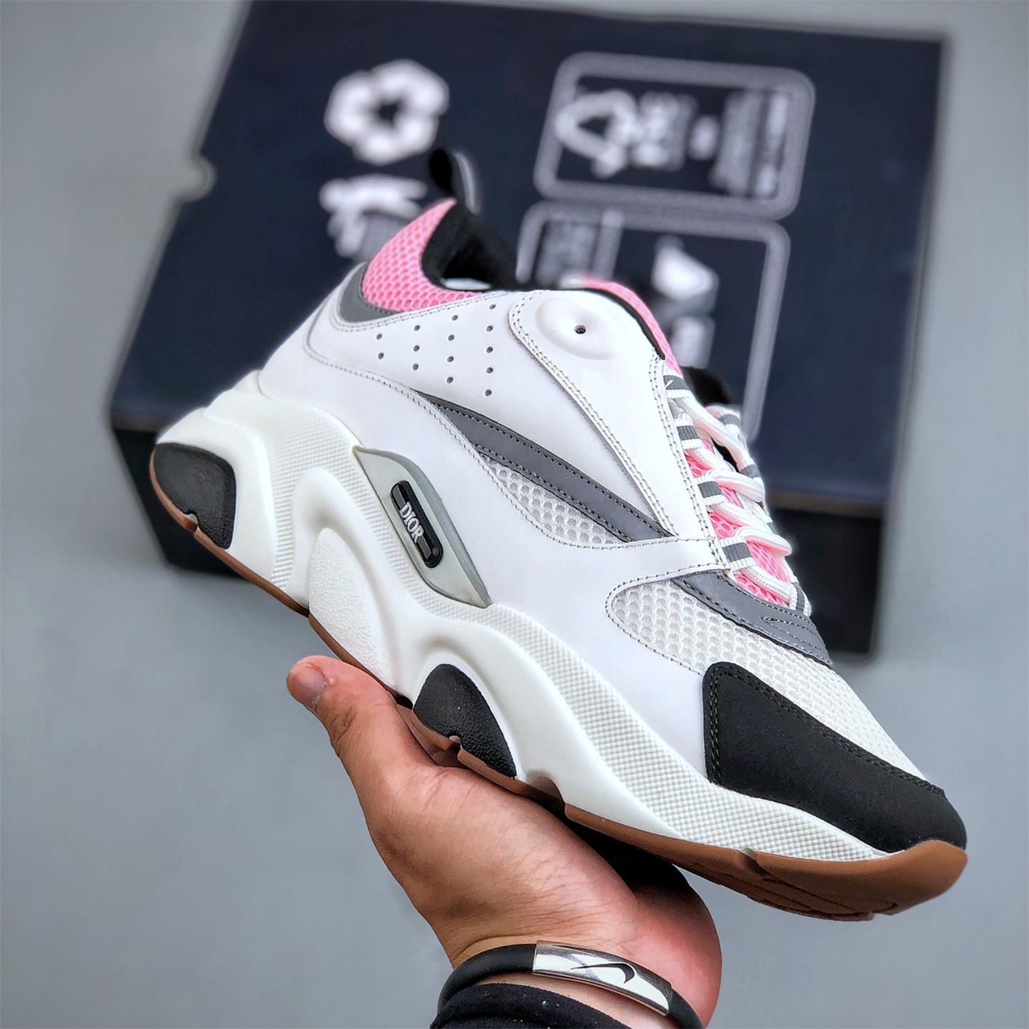 NIGO Dior B22 Men's and Women's Leather Mesh Lace Up Colorblocking Low Top Sport Thick Sole Casual Shoes #nigo73487