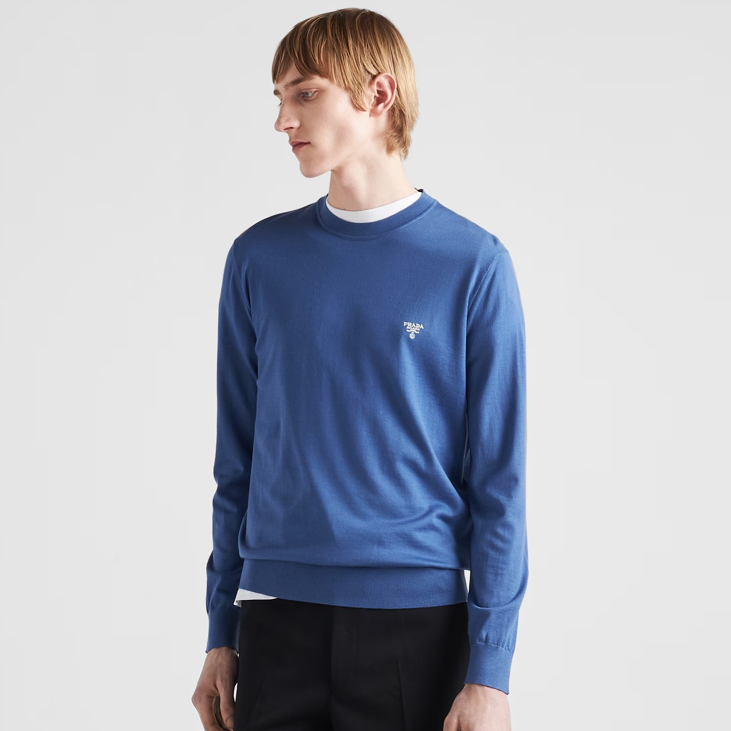 NIGO Prada Men's Spring and Autumn Solid Color Ribbed Knit Crew Neck Pullover Sweater #nigo73478
