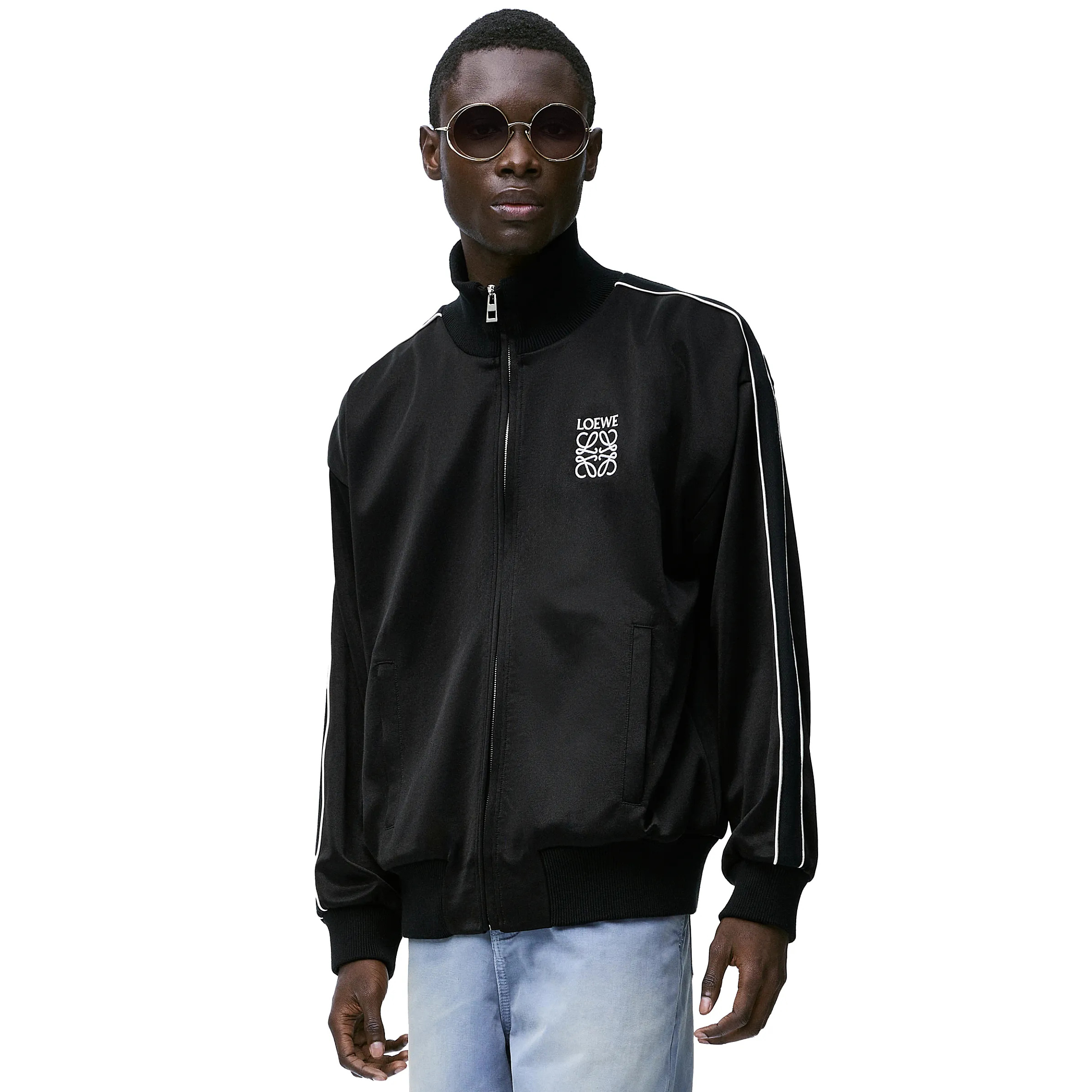 NIGO Loewe Men's Spring and Autumn Black Logo Printed Plain Knit Zipper Long Sleeve Jacket Lace-Up Sweatpants Pants Set Suit #nigo73482