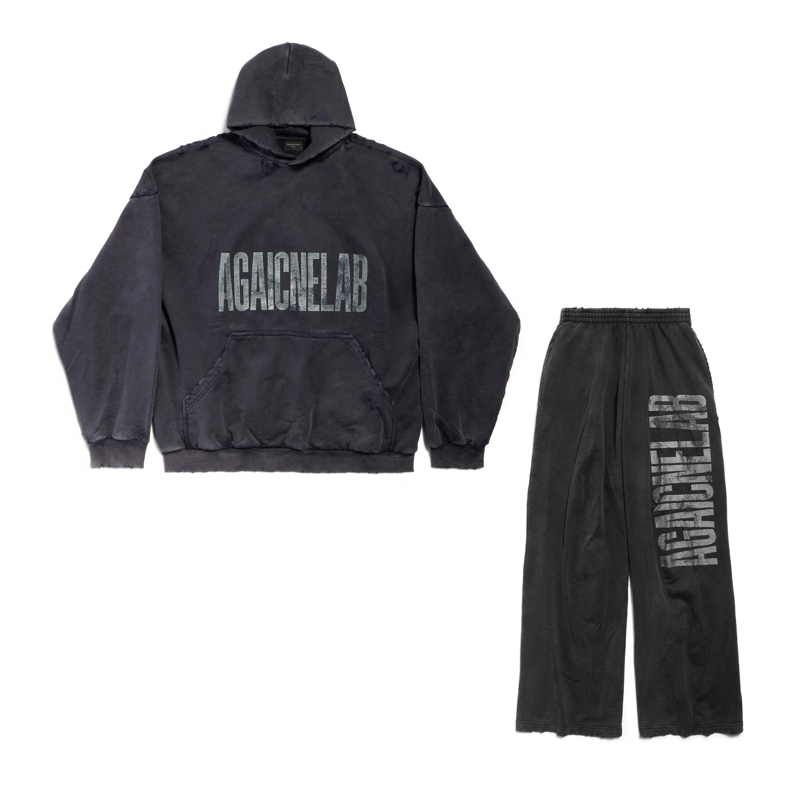 NIGO Balenciaga Men's Spring & Autumn Gray Letter Print Loose Hooded Drop Shoulder Long Sleeve Sweatshirt Tie Sweatpants Pants #nigo73496