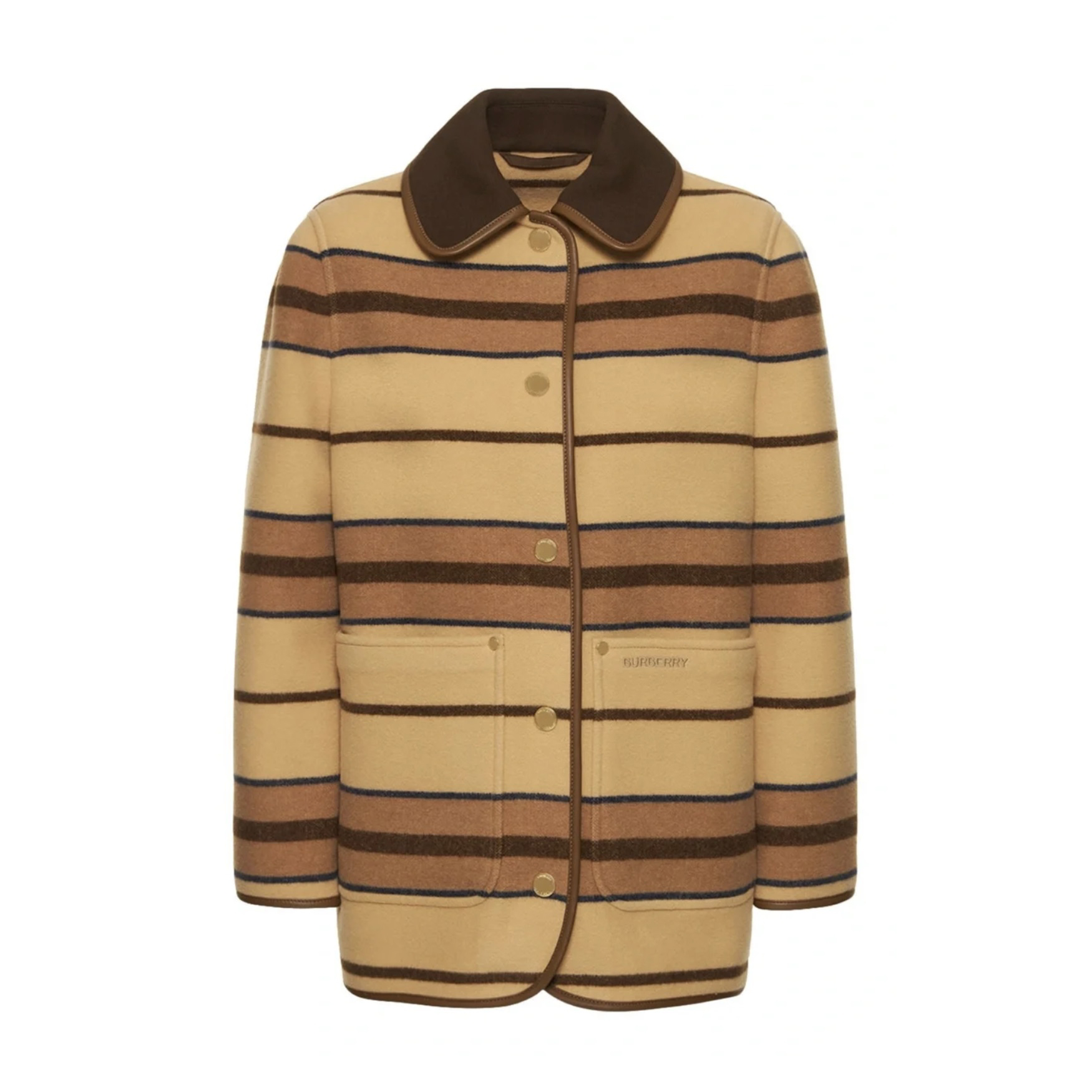NIGO Burberry Women's Autumn And Winter Khaki Trimmed Striped Single breasted Wool Longsleeved Jacket #nigo73513
