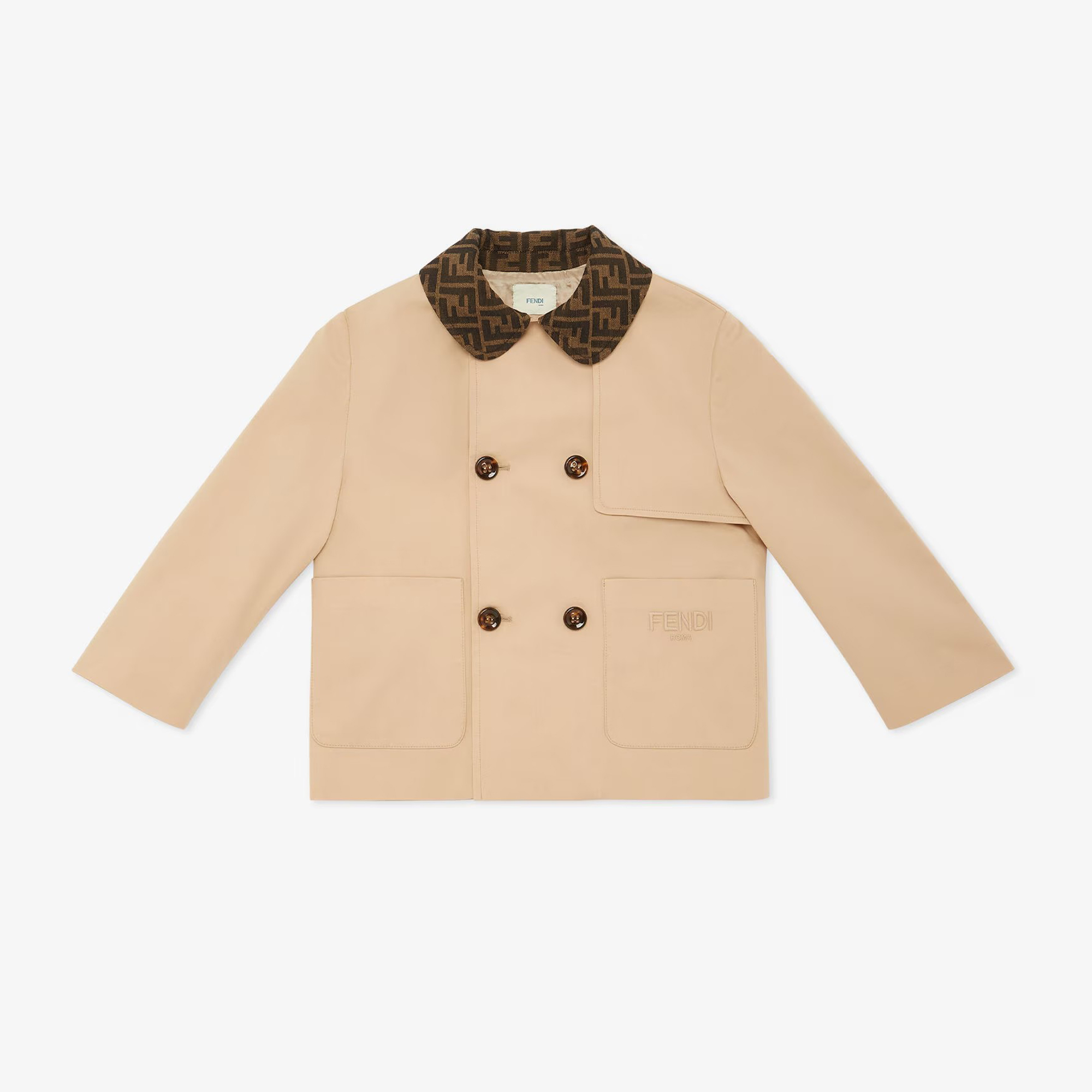 NIGO Fendi Kid's Spring And Autumn Casual Solid Color Lapel Logo Embroidery Long Sleeve Double-Breasted Jacket #nigo31348