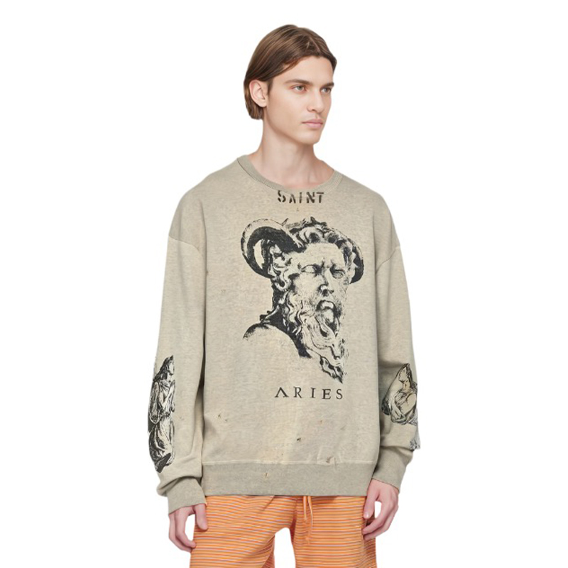 NIGO Saint Michael x Aries Men's Spring And Autumn Retro Graffiti Cotton Round Neck Long Sleeve Sweatshirt Ngvp #nigo9444
