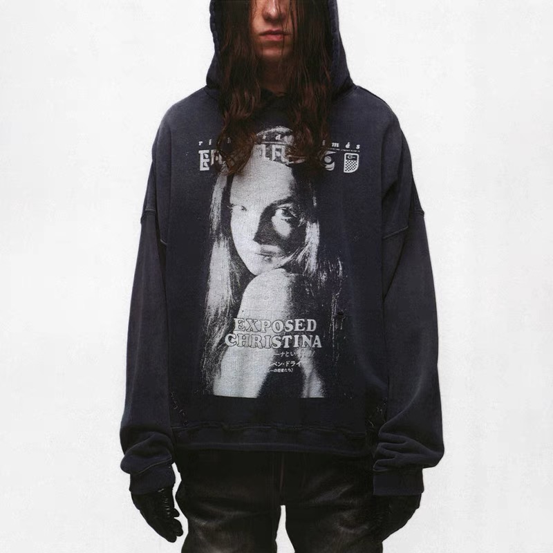 NIGO Enfants Riches Deprimes Men's Spring And Autumn Letter Character Print Retro Solid Color Washed Long Sleeve Pullover Hooded Sweatshirt Ngvp #nigo9446