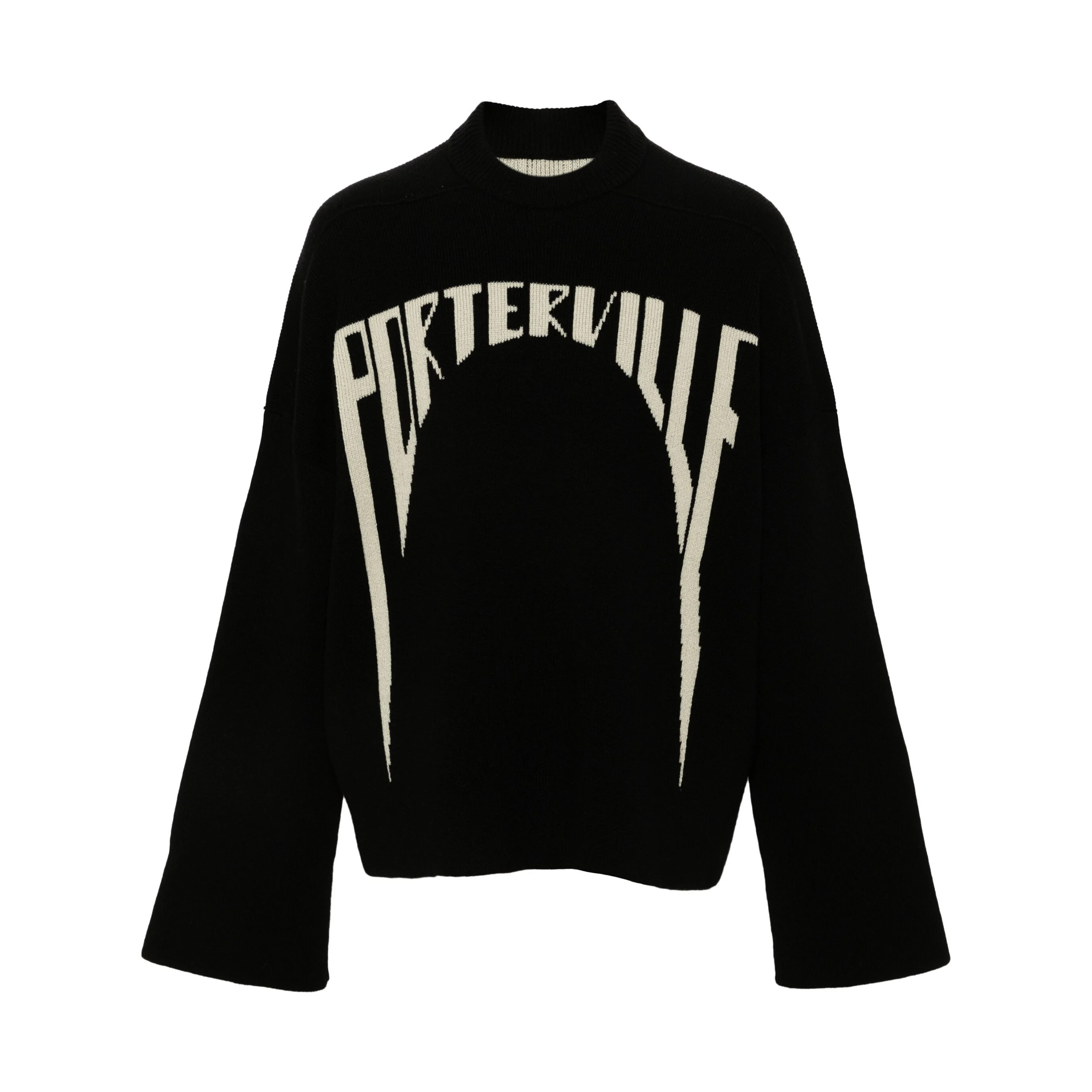 NIGO Rick Owens Men's Spring, Fall And Winter Half Turtleneck Letter Jacquard Black Knit Long Sleeve Wool Sweater Ngvp #nigo9438